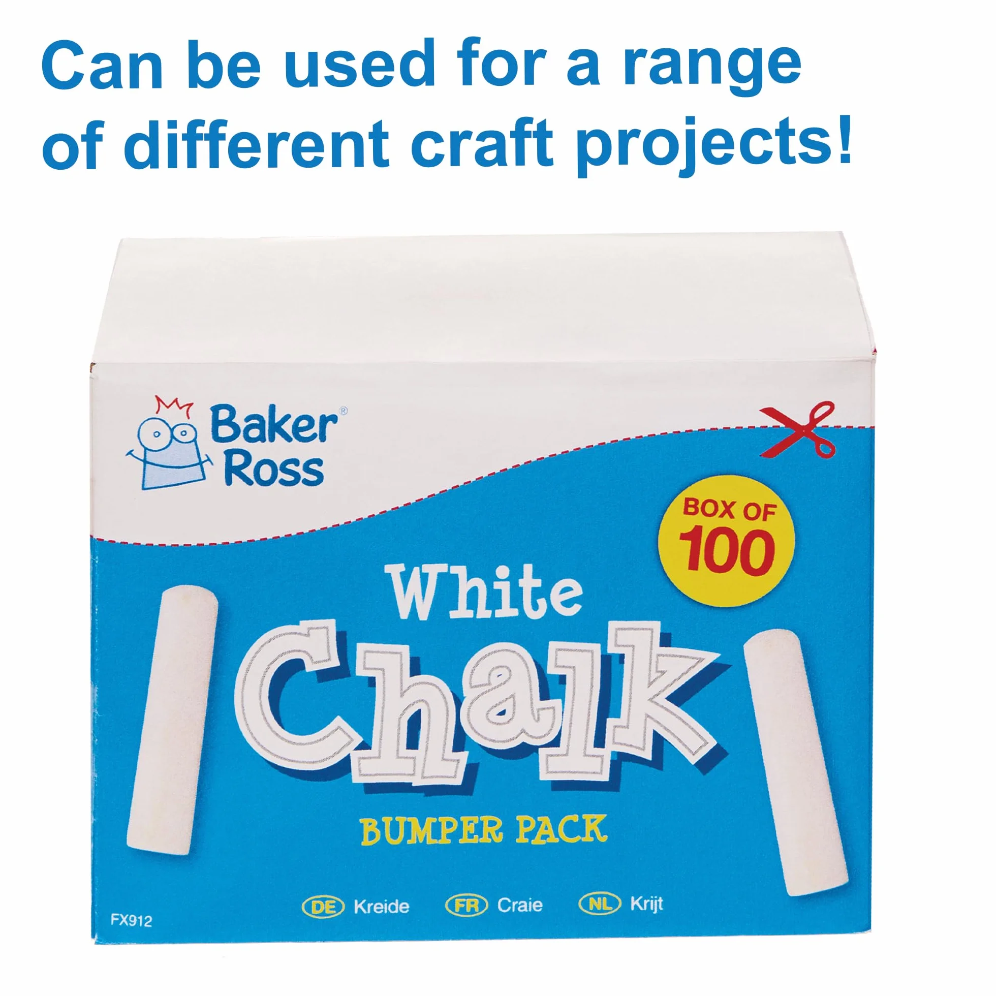 Baker Ross FX912 Craie Blanche Boîte de 100 Fournitures Bricolage Enfants