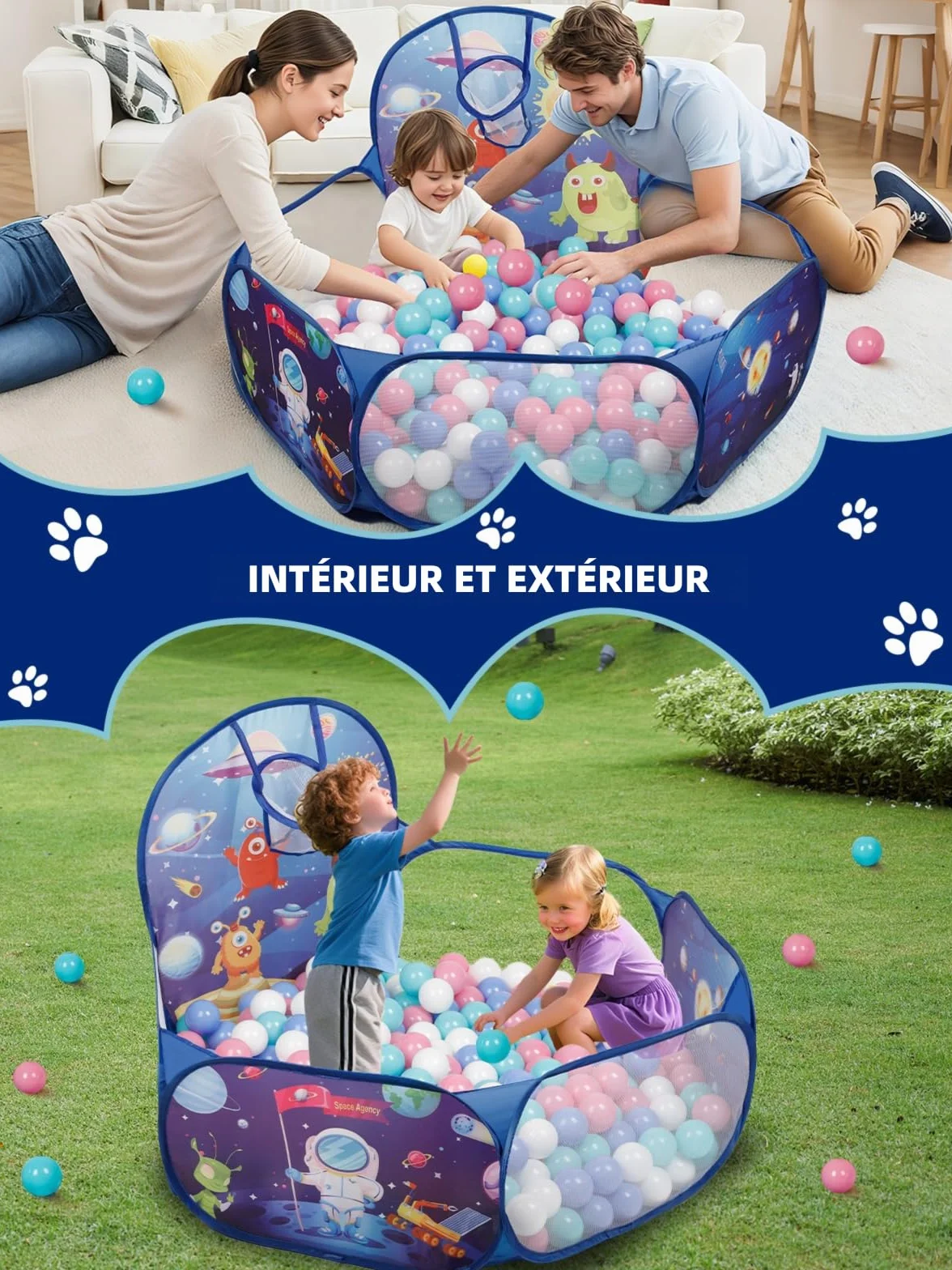 ZimiTeda Piscine à balles Pliable pour Enfants avec Panier de Basket-Ball 120 cm Fosse à balles Pop-up pour Bébé Filles Garçons