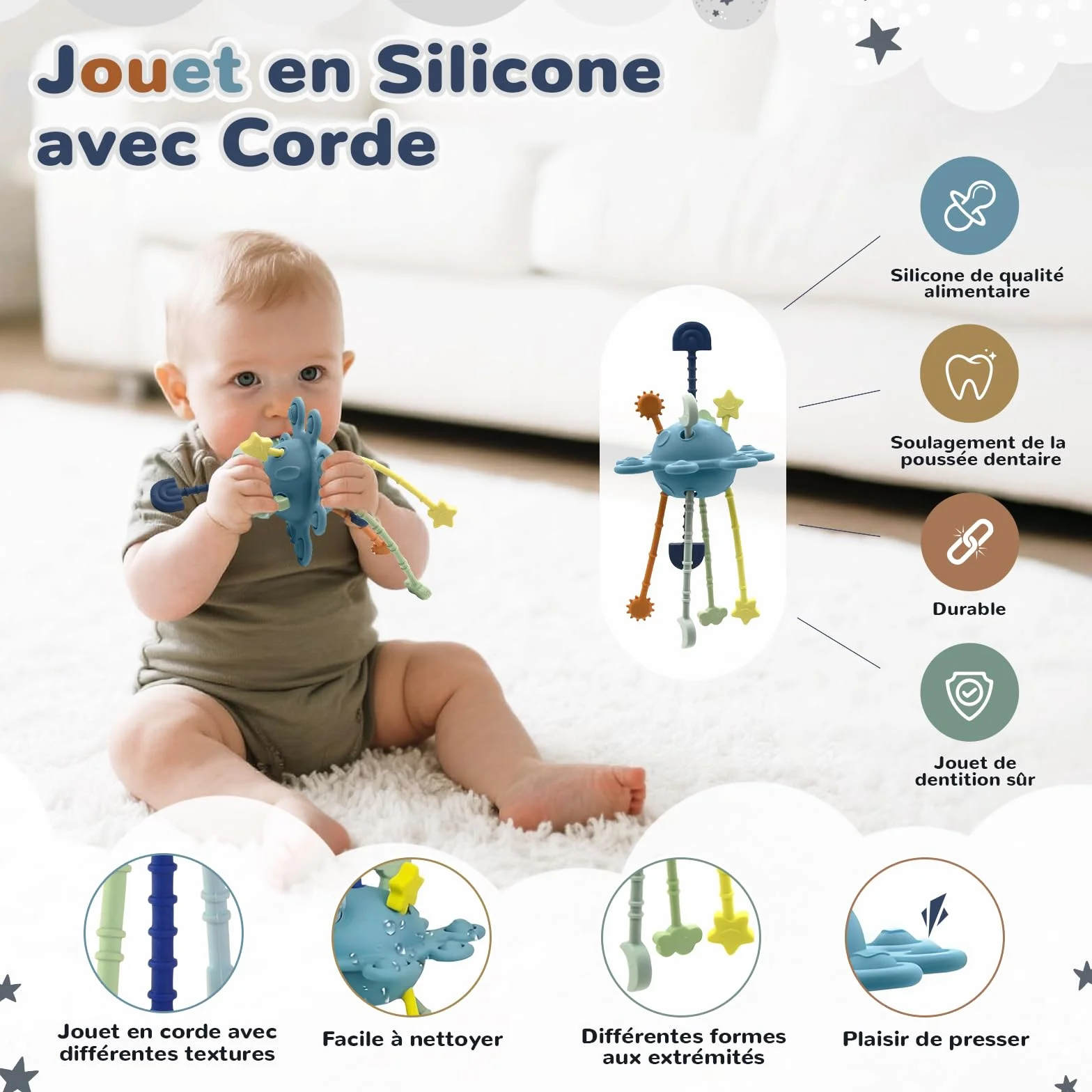 Jouet Montessori 5 en 1 Bebe 6 Mois et Plus, Jeux Sensoriel avec Tri de Formes, Xylophone, Gobelets Empilables