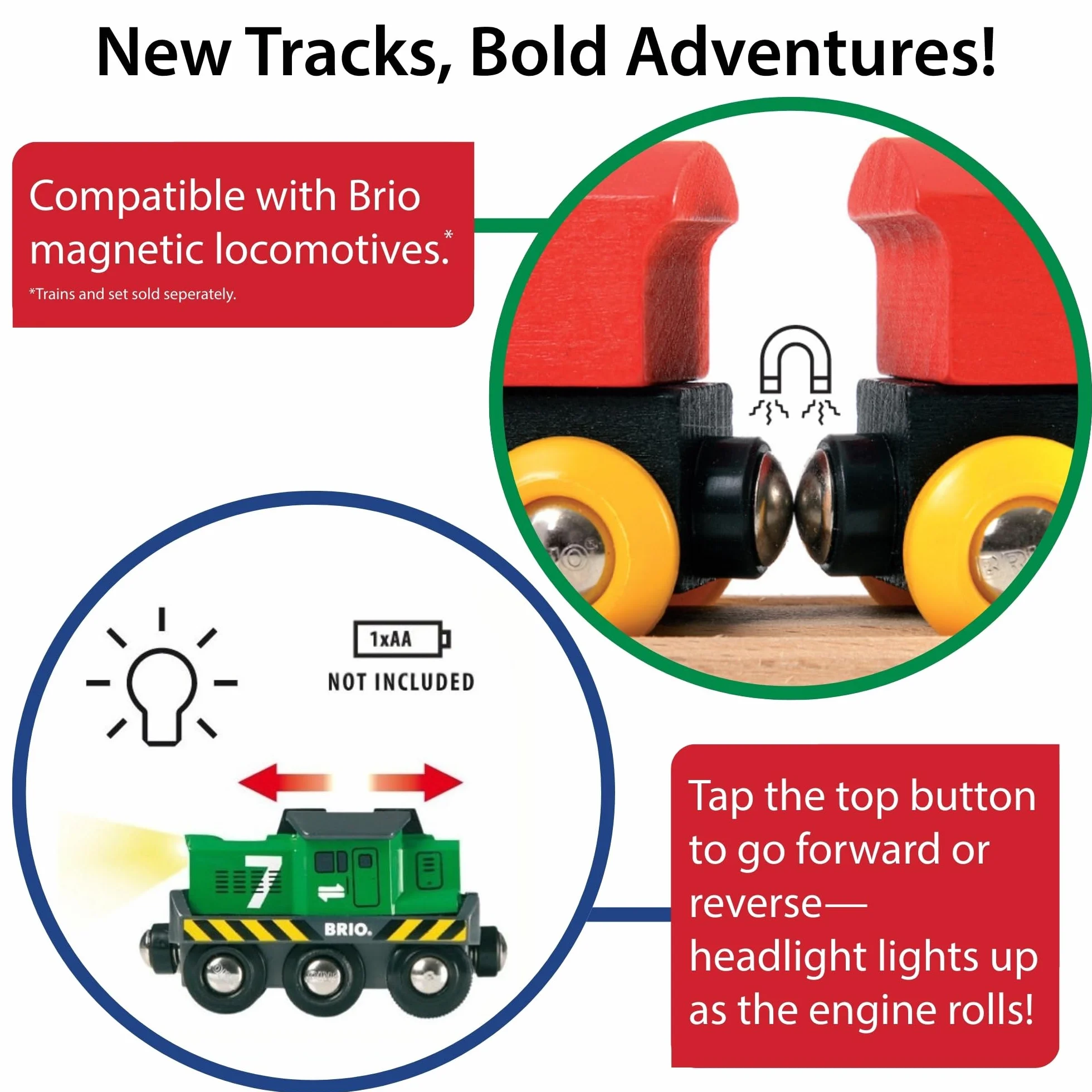 Brio World Locomotive de Fret à Pile Train électrique Fonction Lumineuse Circuit Train Bois Jouet 3 Ans