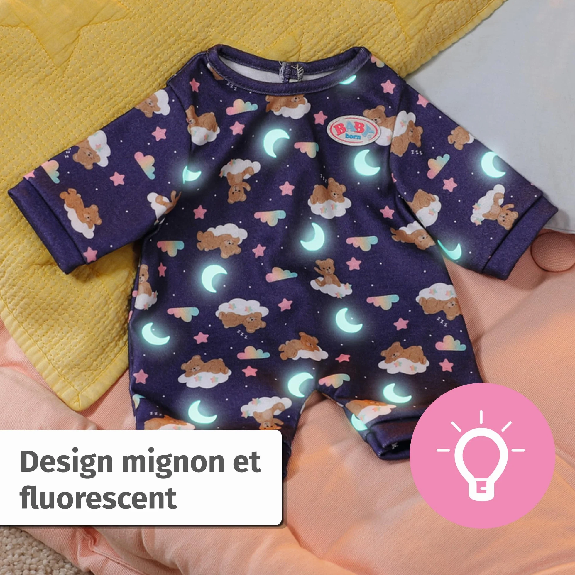 BABY born Pyjama Teddy Phosphorescent Pyjama pour poupées 43 cm Zapf Creation