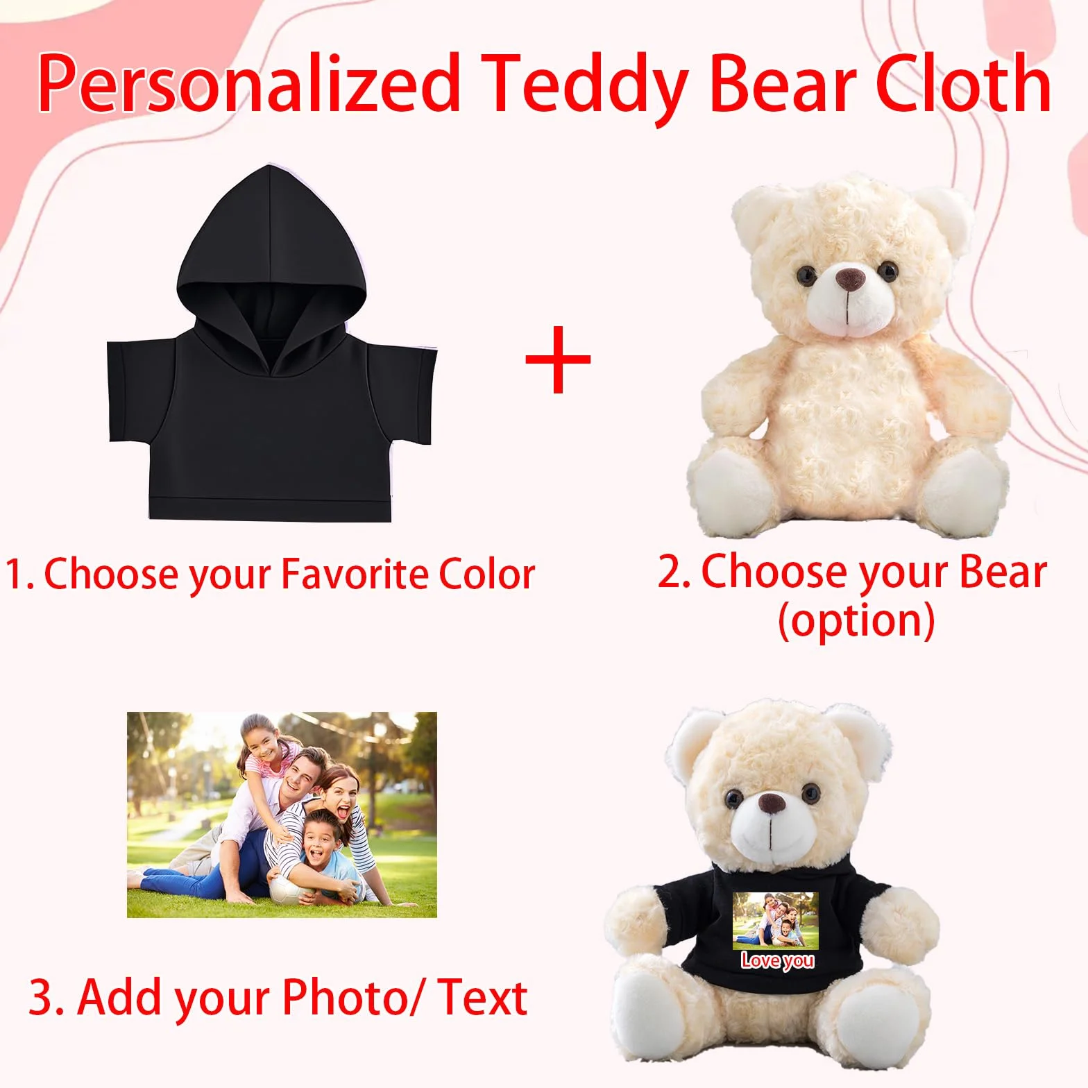 Vêtements Personnalisés pour Ours en Peluche 20-40 cm, Chemise Poupée
