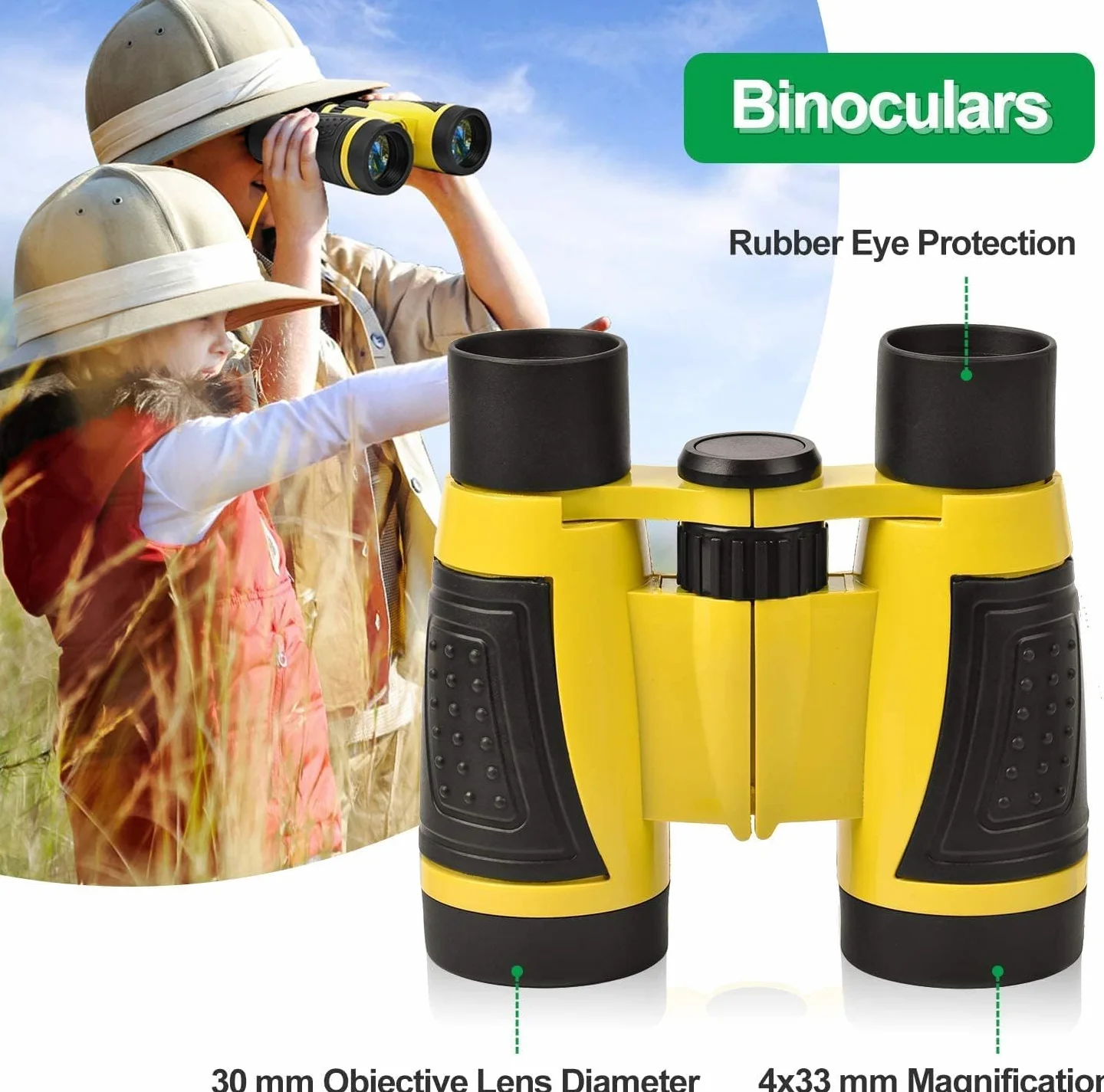 Ensemble Explorateur Extérieur Jouets Enfants 22 Pièces avec Jumelles, Loupe, Boussole Cadeau Pâques