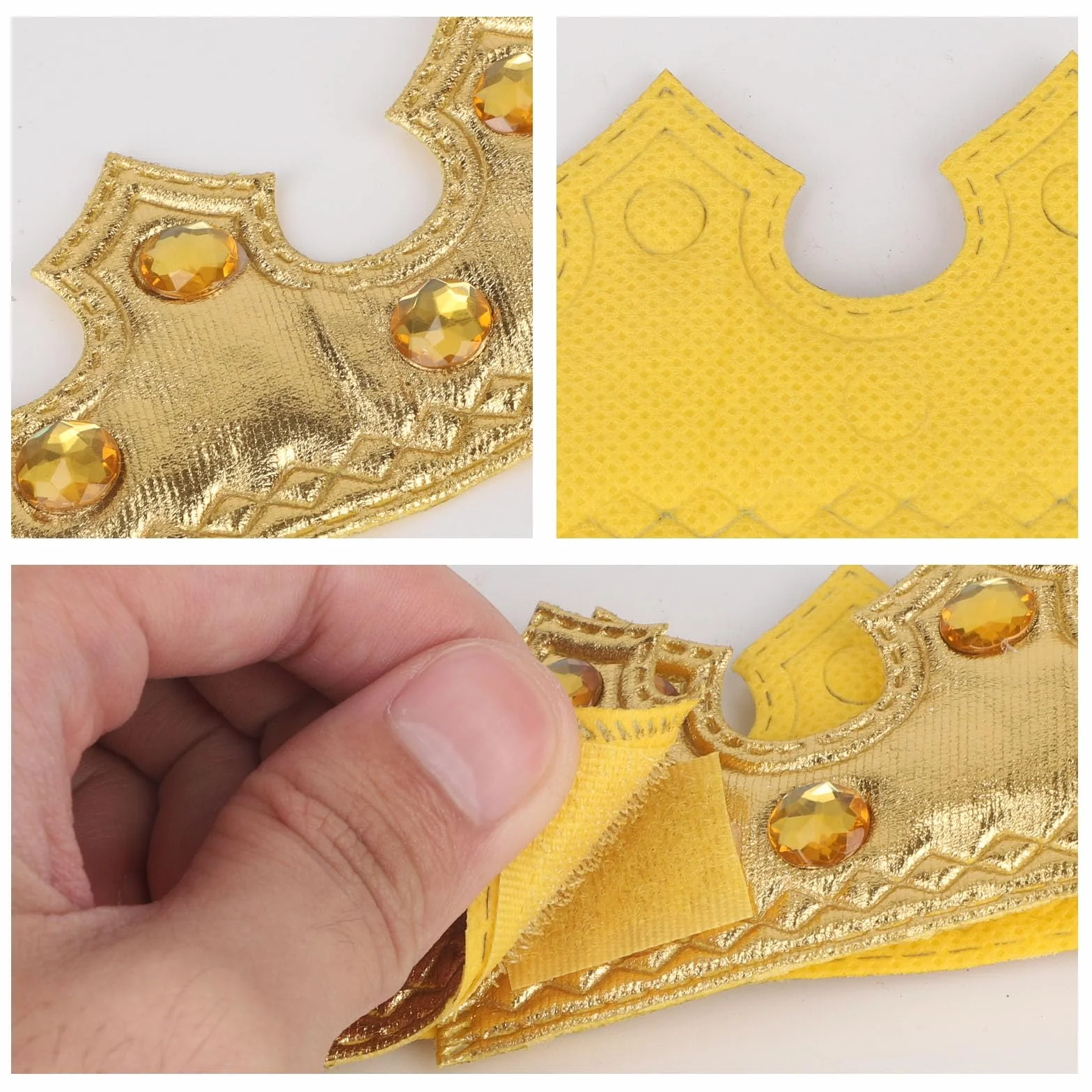 Couronne Royale Dorée avec Pierres Précieuses pour Enfants - Accessoire de Costume Anniversaire Halloween