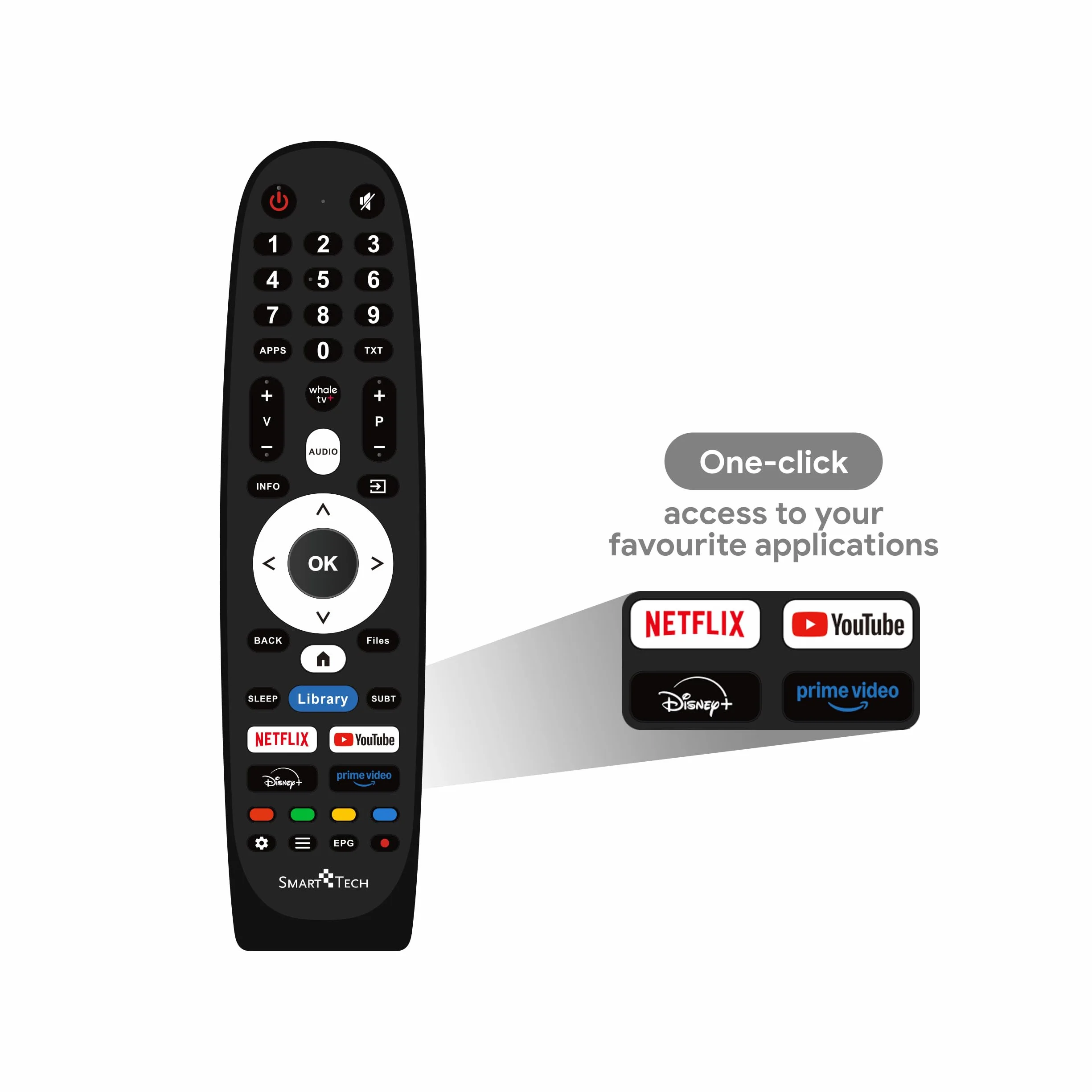 Smart Tech TV LED HD 32" (80 cm) Smart TV Whale OS z Molotov, Netflix, Prime Video, Disney+, 2xHDMI, 2xUSB, Dolby Digital+