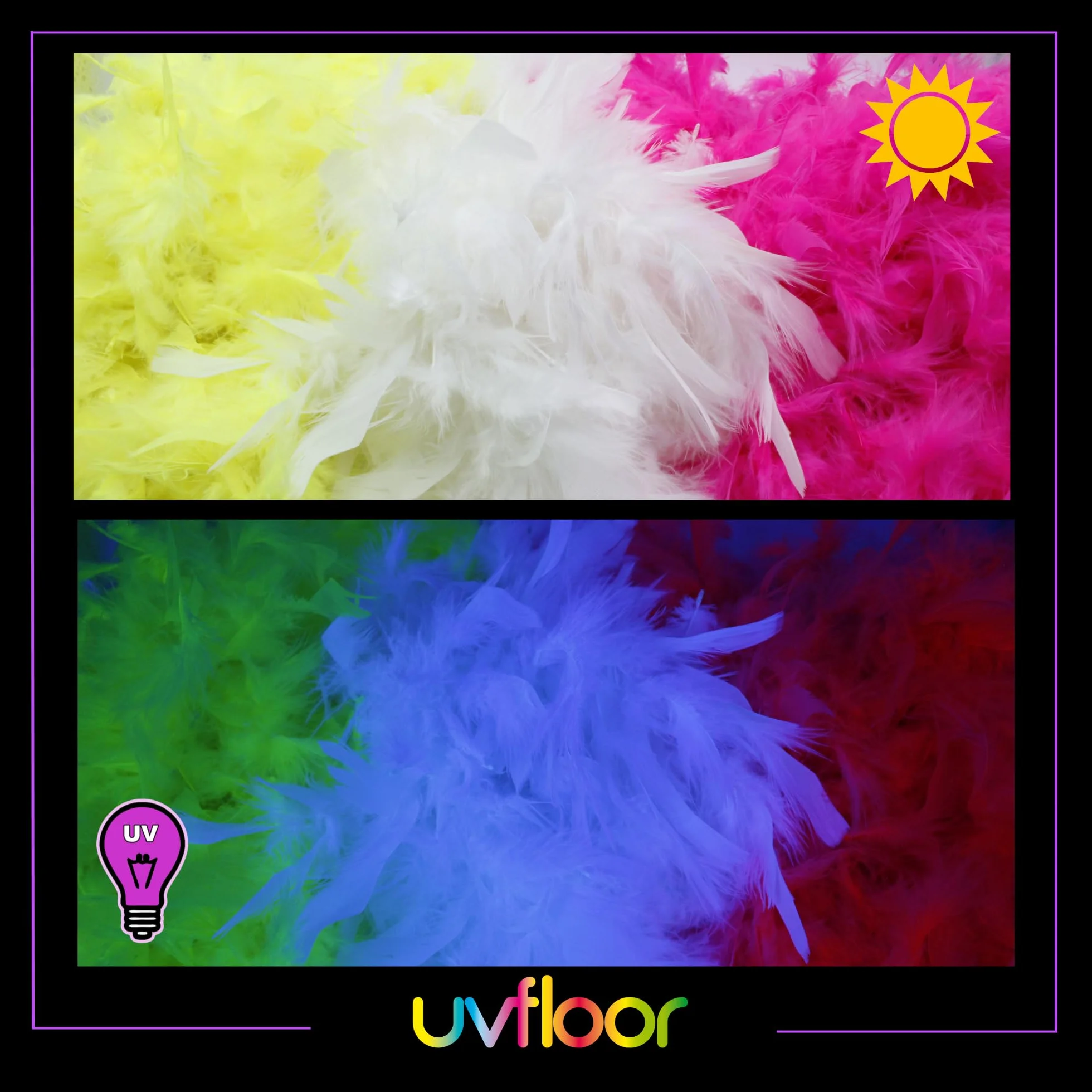 Boa En Plumes Fluo 1m80 Jaune Fluo - Accessoire Fluorescent Fête Déguisement