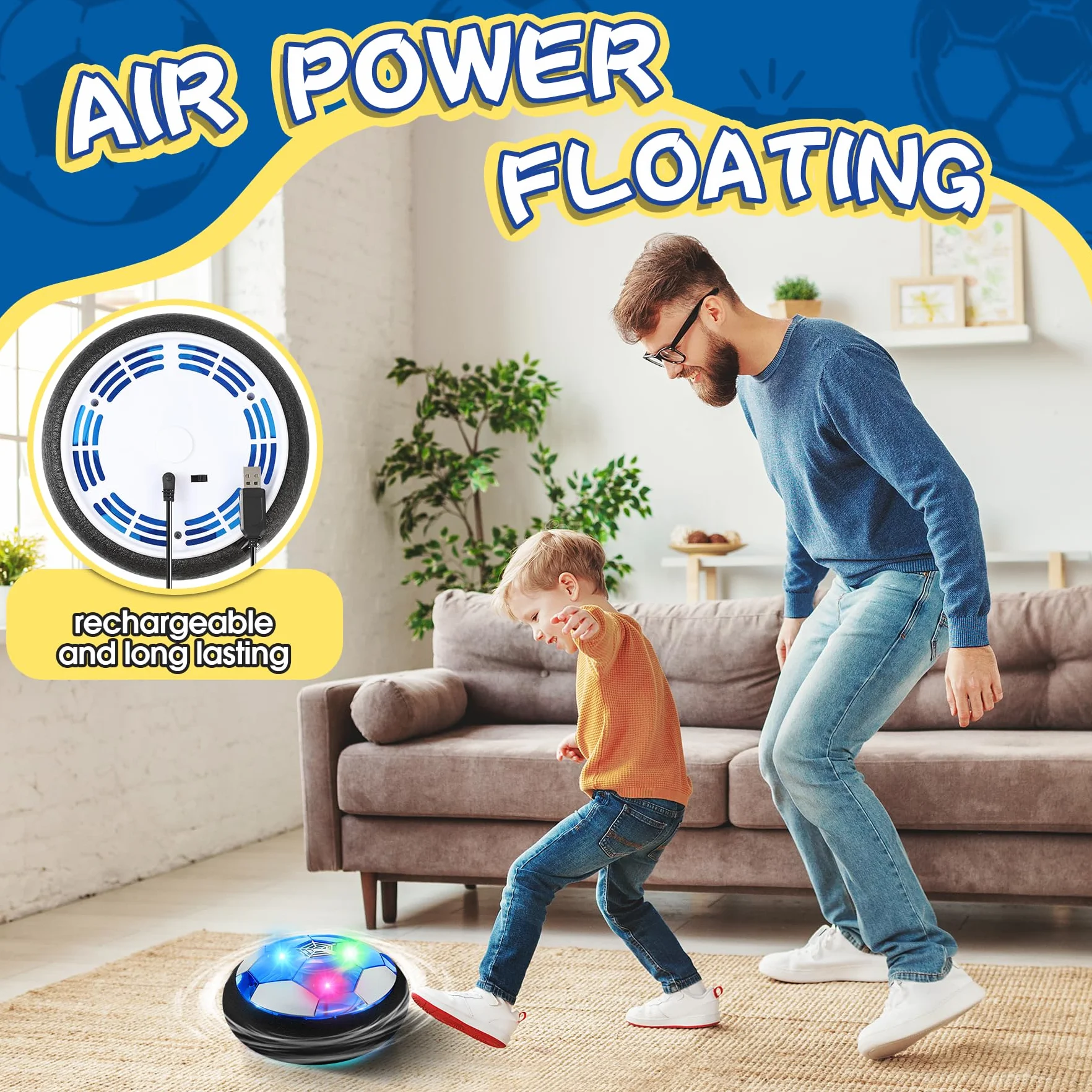 lenbest Air Power Football Jouet Enfant Rechargeable Ballon de Foot Cadeau Garcon