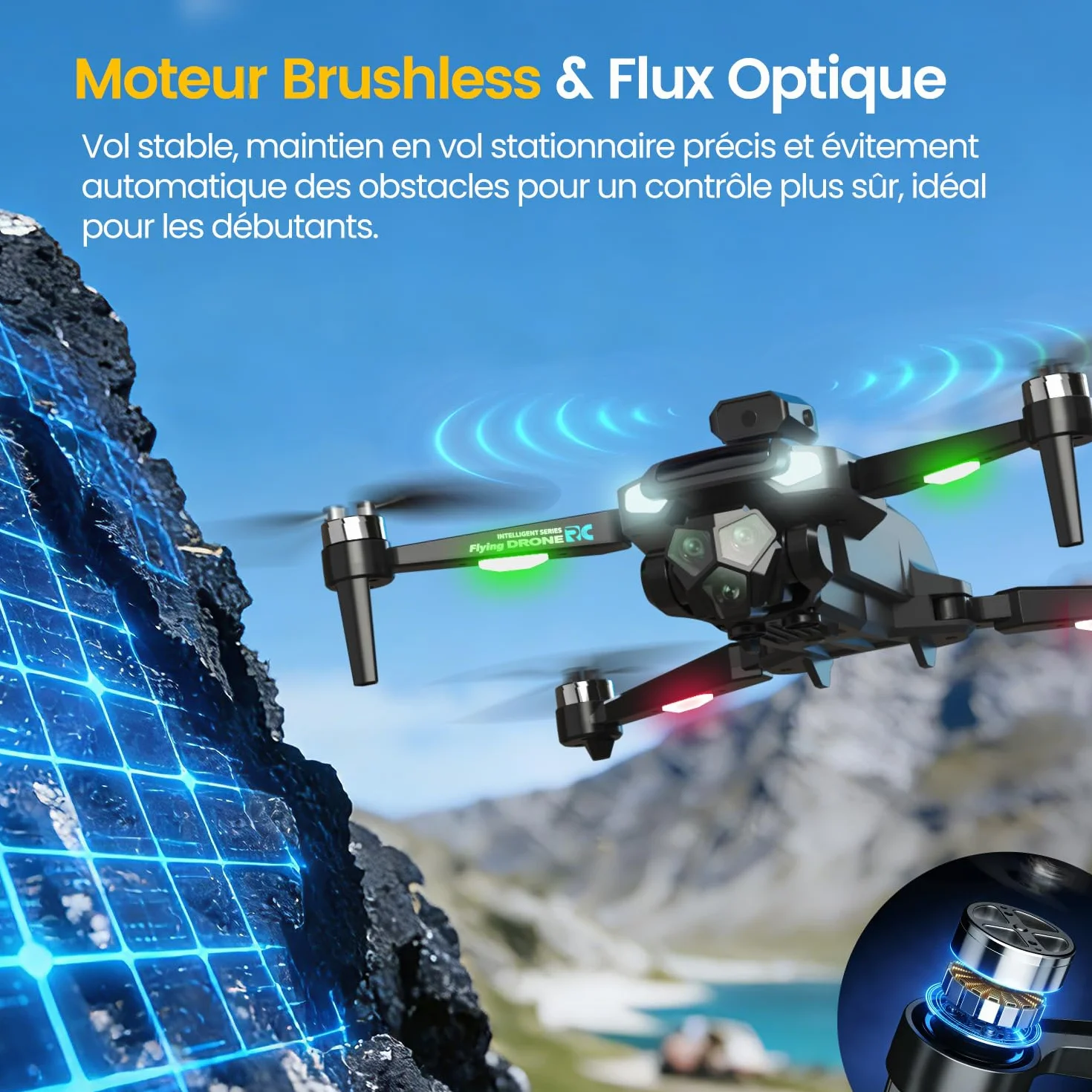 M66 Drone avec Radiocommande à Écran Pliable 4,3″, Caméra 1080p HD pour Débutants, Évitement d’Obstacles, Flux Optique, Moteur Brushless, 40 Min de Vol, Pilotage Facile