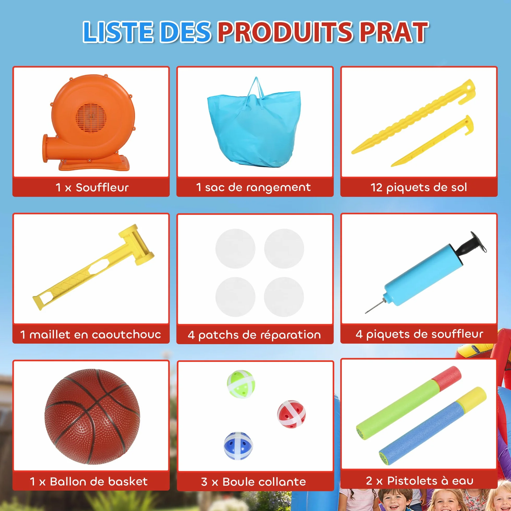 AIYAPLAY Château Gonflable 5 en 1 avec Souffleur et Pistolet à Eau, Parc Aquatique Enfants 3-8 Ans