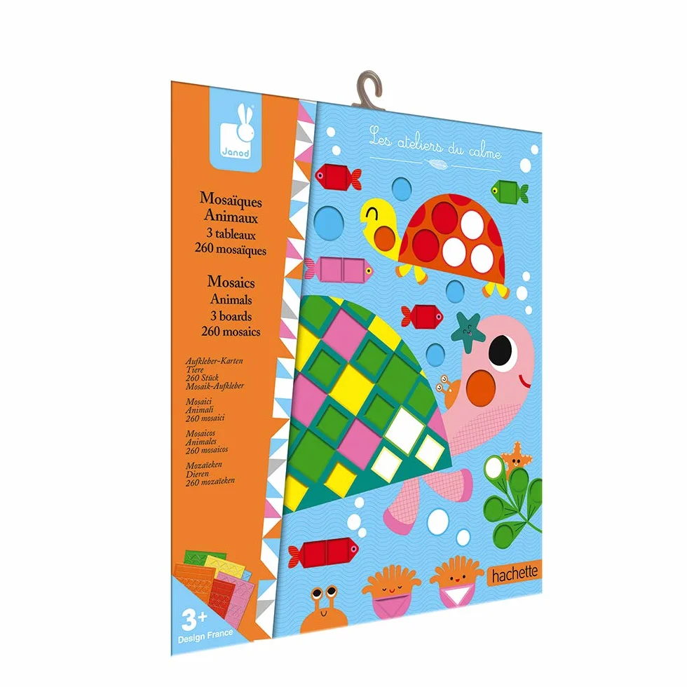 Janod Coffret Mosaïques en Mousse Animaux Les Ateliers du Calme Kit Loisir Créatif dès 3 ans
