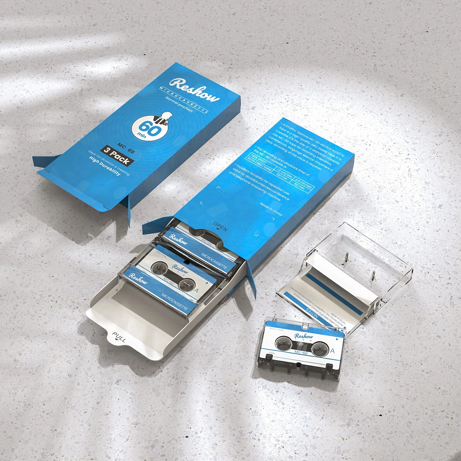 Reshow Lot de 3 Bandes microcassettes Vierges MC-60 Minutes pour Enregistrement