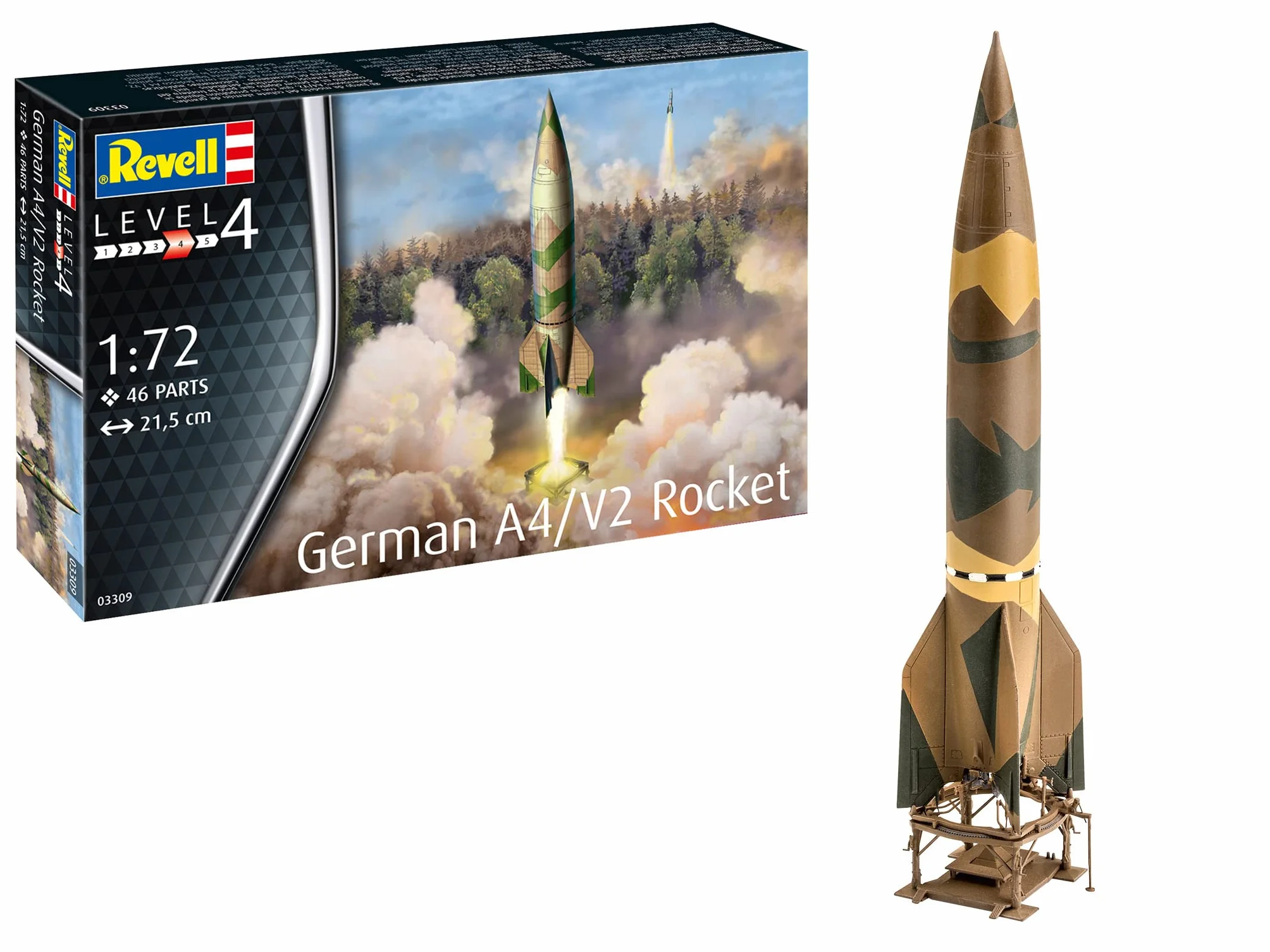 Maquette Missile Allemand V2/A2 avec Base de Lancement