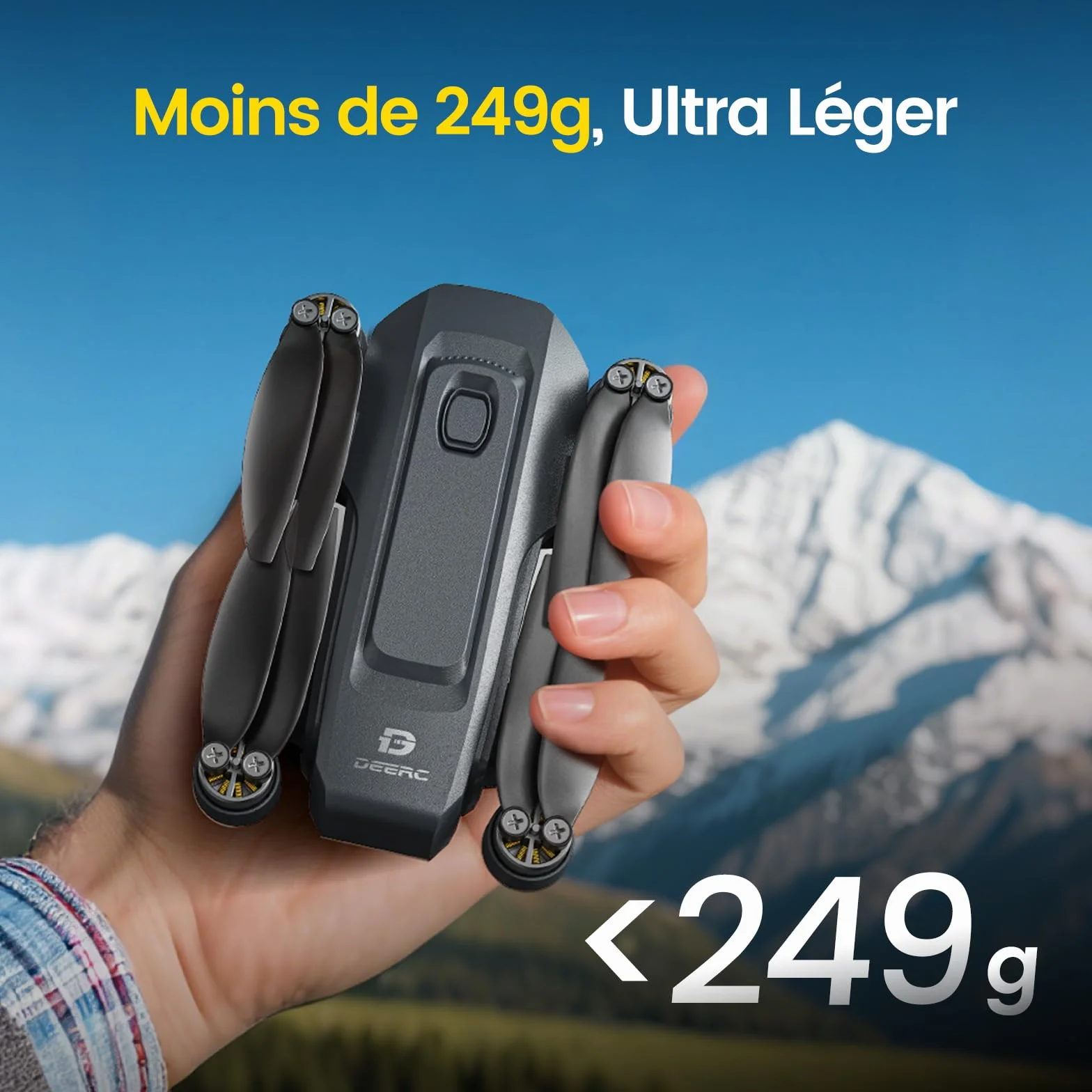 DEERC D35 Drone with 8K Camera pour Adultes, Quadricoptère RC Pliable avec Retour Automatique GPS, Moteur Sans Balais, Suivez-moi, vol Circulaire, Maintien de I'altitude, Vol de 40 Minutes
