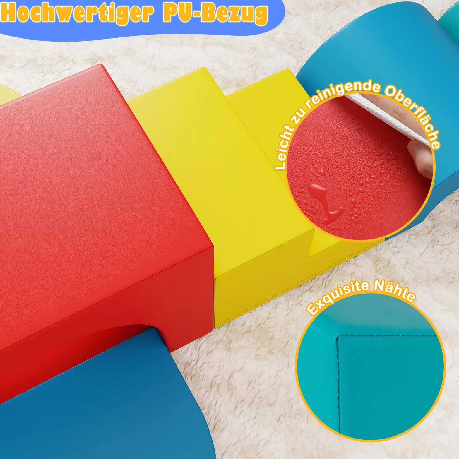 GOPLUS Parcours Motricité Bébé 8 Pièces Module Motricité avec Housse Amovible et Lavable, Toboggan en Mousse pour Enfant 3 Ans+
