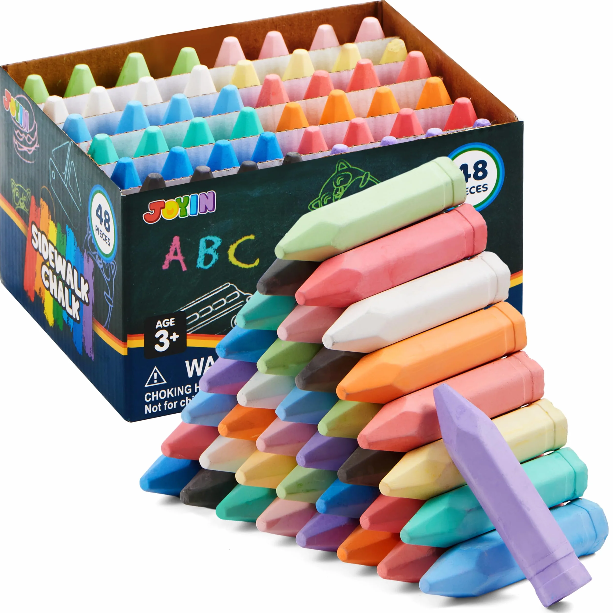 JOYIN Lot de 48 craies géantes lavables non toxiques en forme de cône pour jeux d'art et dessin au tableau noir