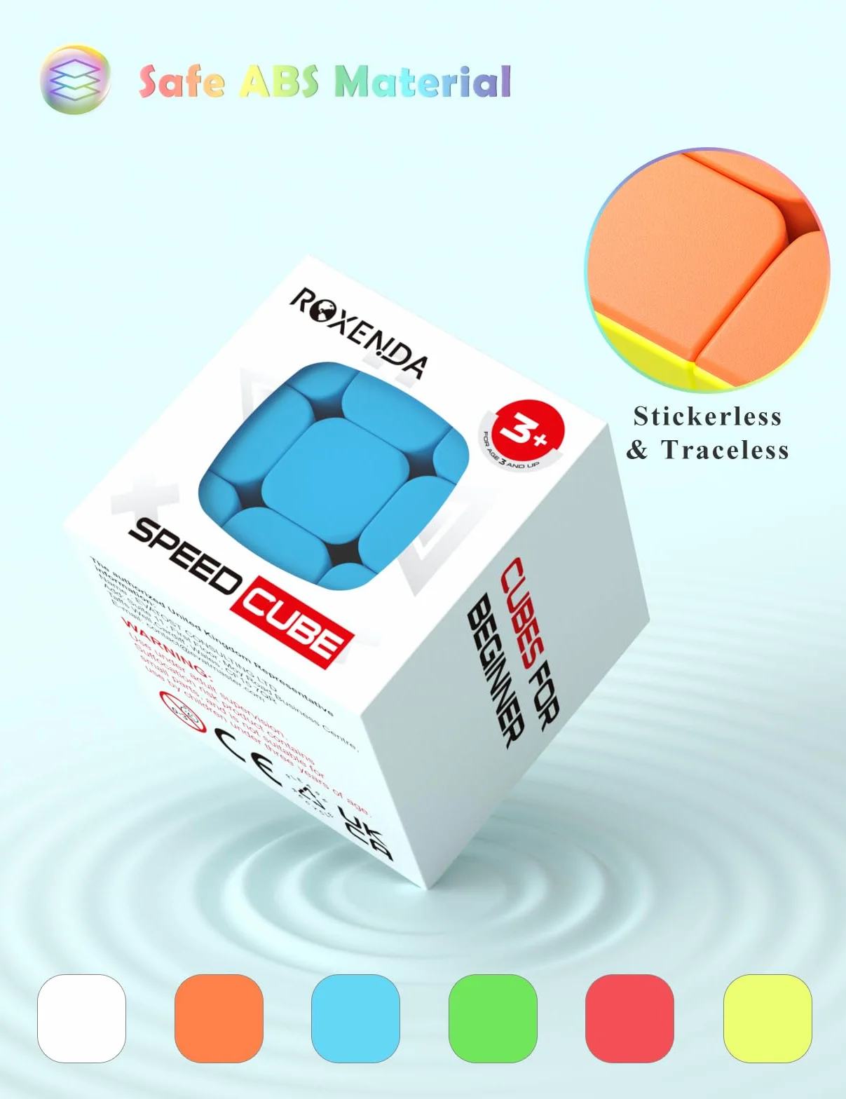 ROXENDA Cube de Vitesse 3x3 Speed Cube Stickerless Magique 3x3x3