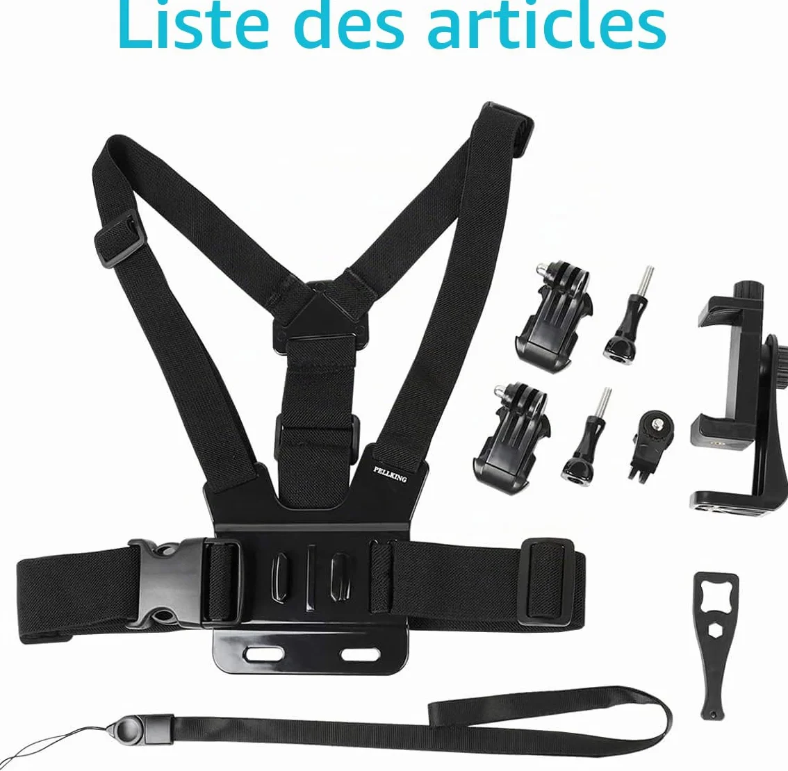 PellKing Harnais de Poitrine pour Téléphone Portable avec Clip pour Caméra d'Action POV