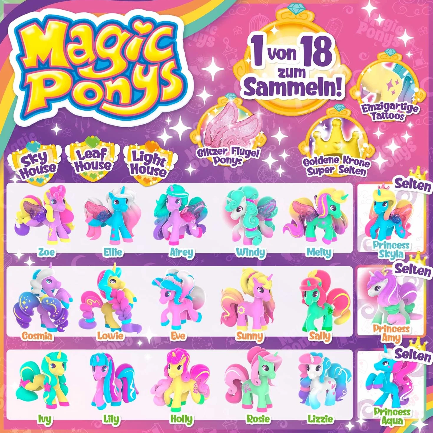 Craze Magic PONYS Figurine de Poney avec Tatouages Magiques, 18 Jouets à Collectionner pour Enfants