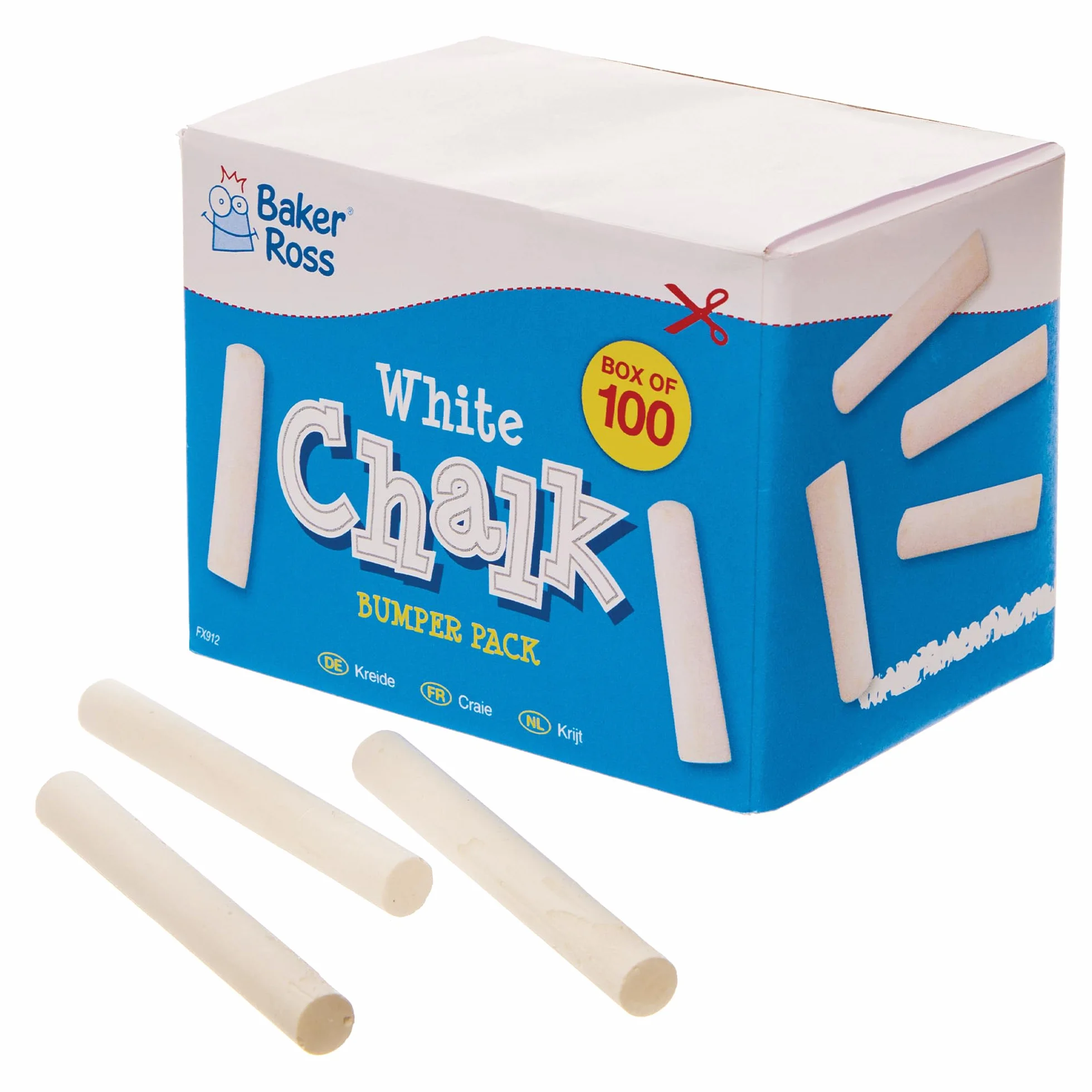 Baker Ross FX912 Craie Blanche Boîte de 100 Fournitures Bricolage Enfants