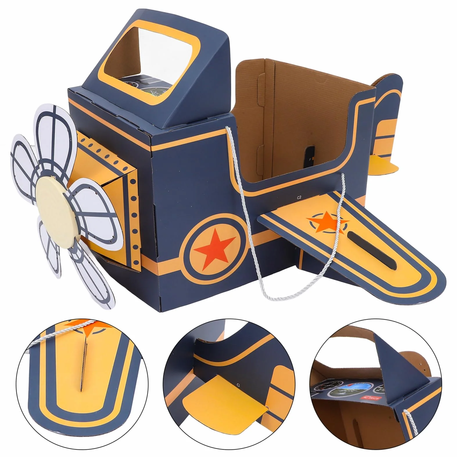 TEHAUX Avion Jouet en Carton avec Ventilateur Rotatif - Jouet Éducatif Créatif pour Enfants 30.5x36.4x18.1 Pouces
