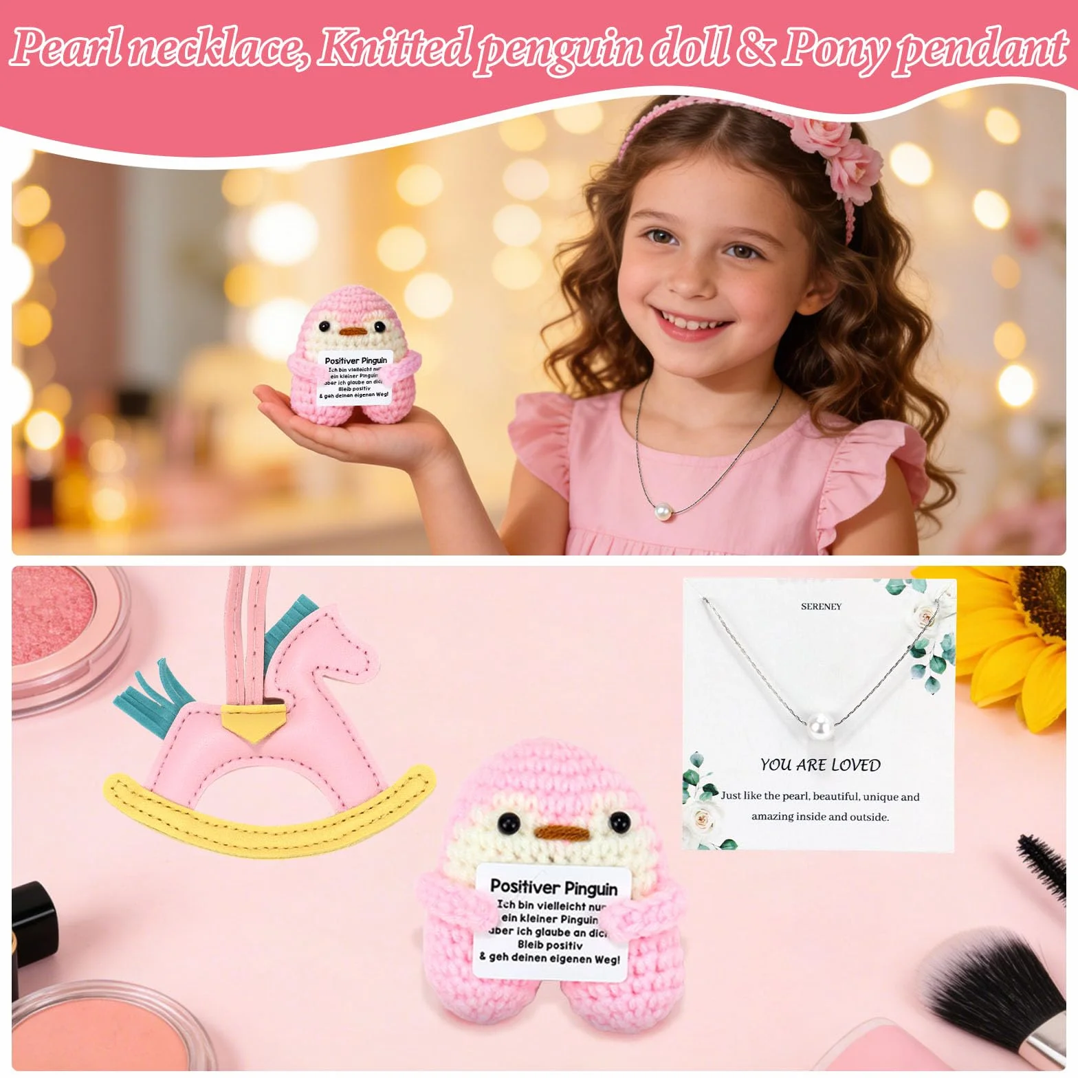 Tasse en Verre avec Couvercle et Pailles, Pinceaux de Maquillage, Trousse, Chaussettes, Bracelet, Bandeau pour Fille 9-15 Ans