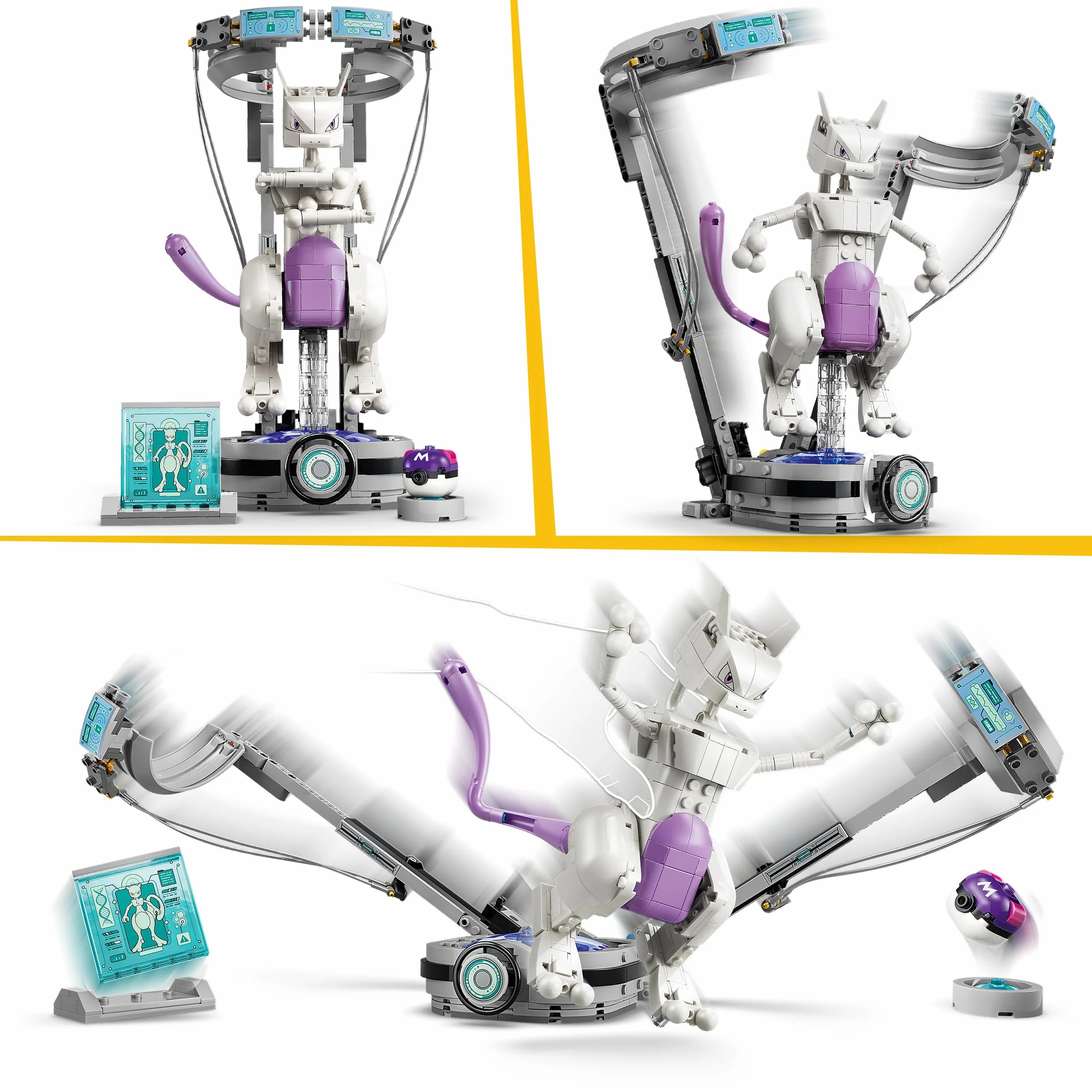 LEGO Pokémon Smart Play L’Évasion du Labo de Mewtwo 72163 Jouet Interactif Set Compatible 1 Smart Tag 1 Pokémon