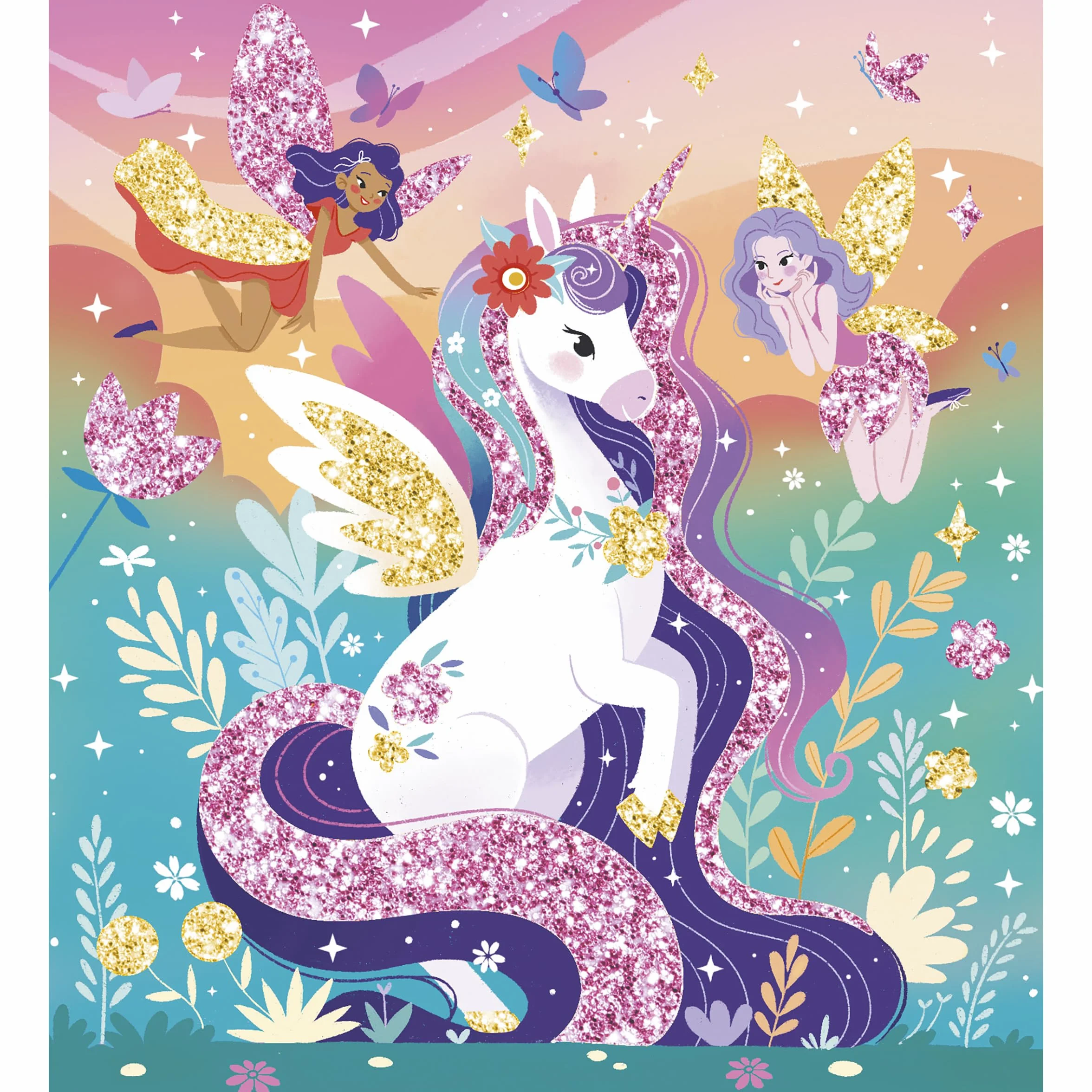 Janod Coffret Créatif Multi-Activités Licorne 13 Activités à Décorer Mosaïques Stickers Brillants Papier Doré Dès 6 Ans