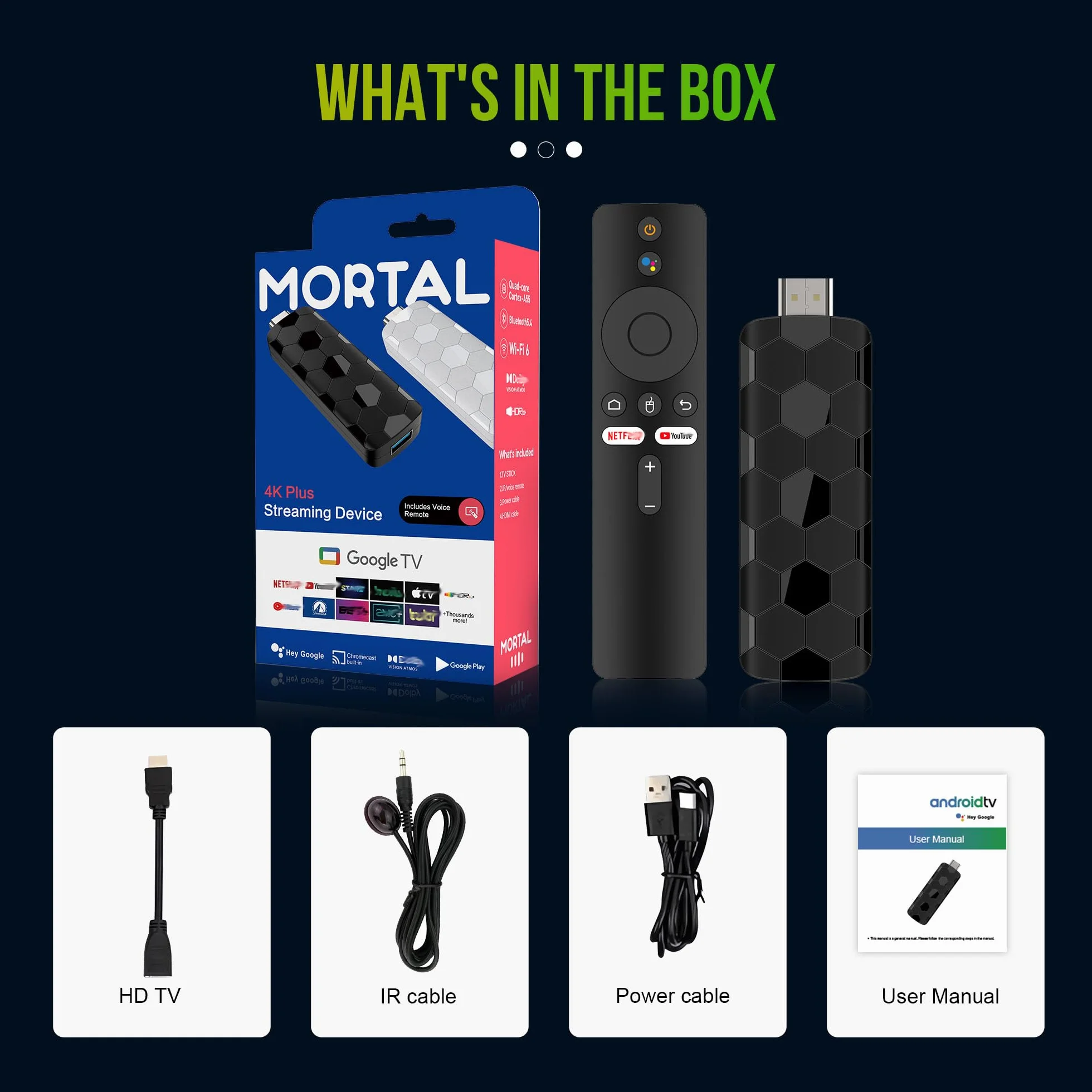 Android TV Stick 4K Streaming Media Player Android 14 2GB RAM 16GB ROM WiFi 6 Bluetooth 5.4 USB 3.0 HDMI 2.0