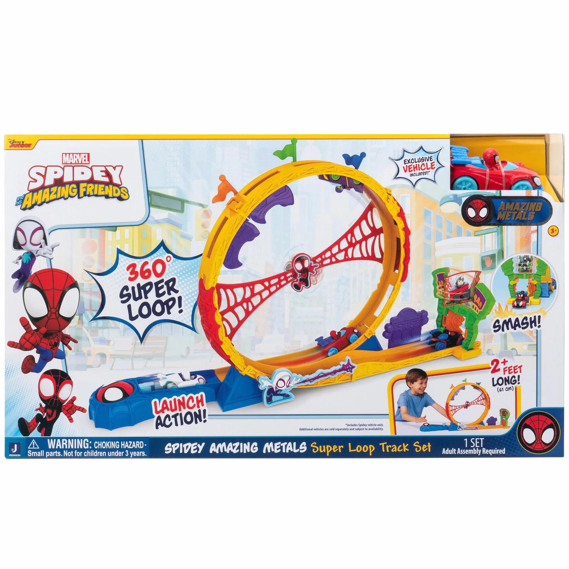 Marvel Spidey and His Amazing Friends Super Loop Track Circuit de Course 71,1 cm Lanceur Boucle 360 degrés