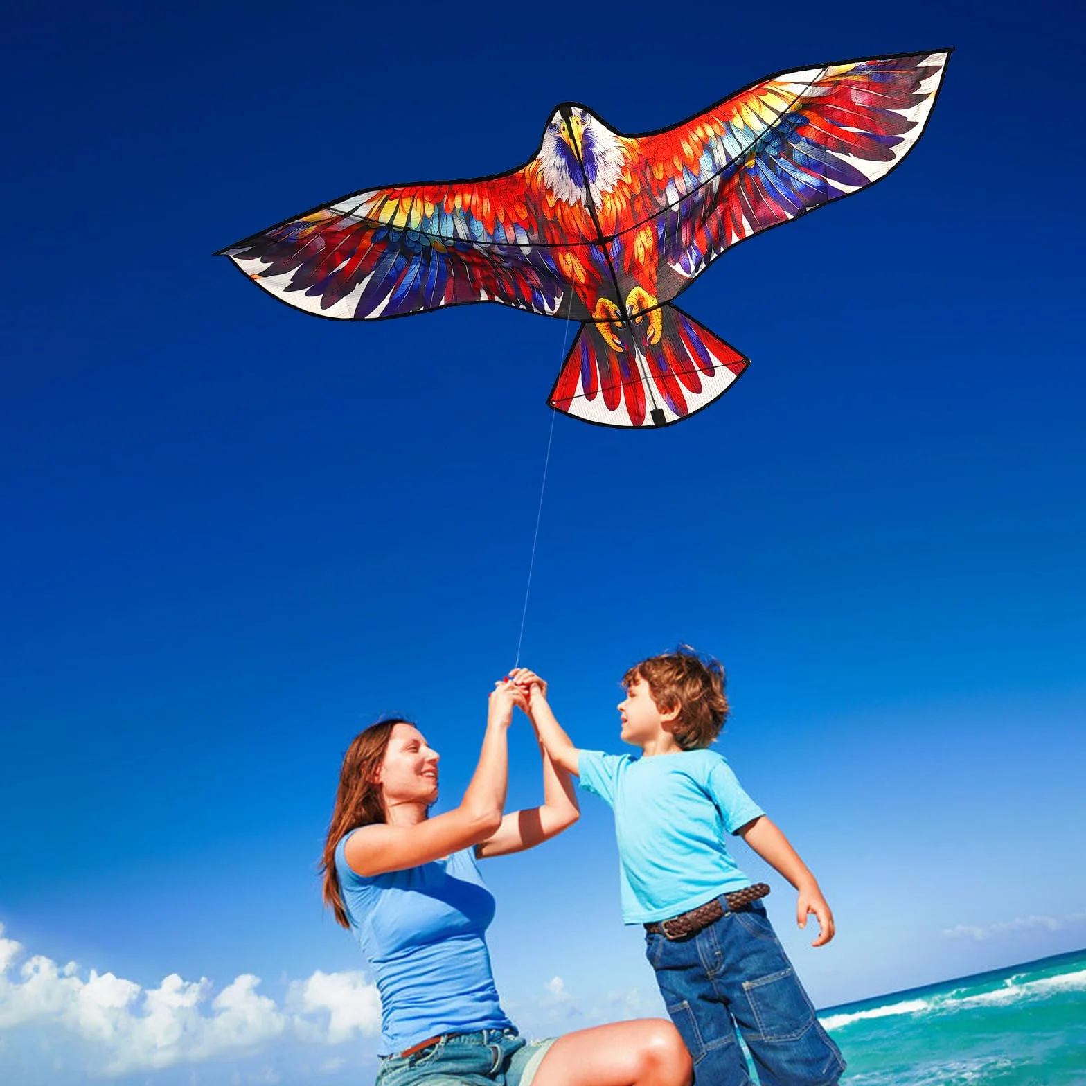 Cerf-Volant D’Aigle Coloré pour Enfants et Adultes, Facile à Voler, Conception de Structure Unique