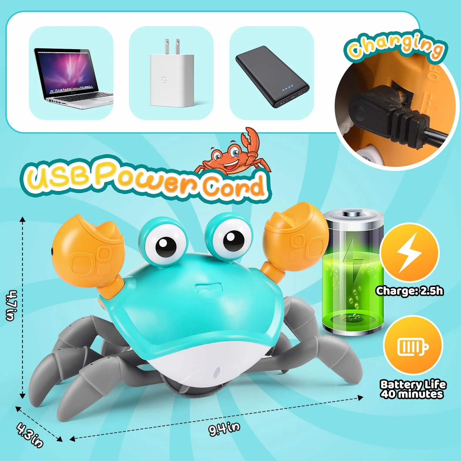 Adeokay Crabe Qui Marche Bebe Jouet Bebe 1 2 Ans Cadeau Enfant Garcon Fille Jouets D'éveil Musicaux