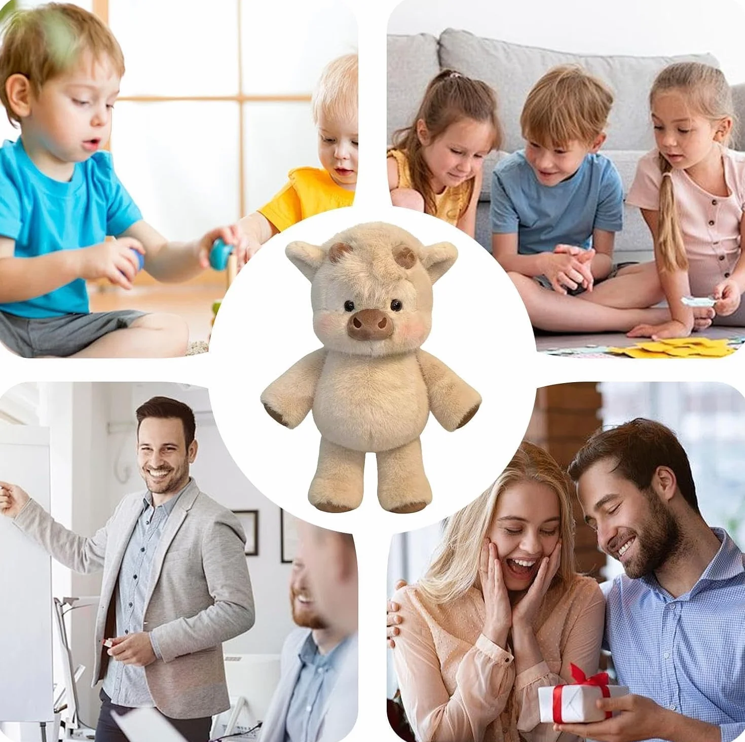 Peluche Vache Qui Court 45 cm Doudou Réconfortant Animée Douce Cadeau Décoration Chambre (Vache Abricot)