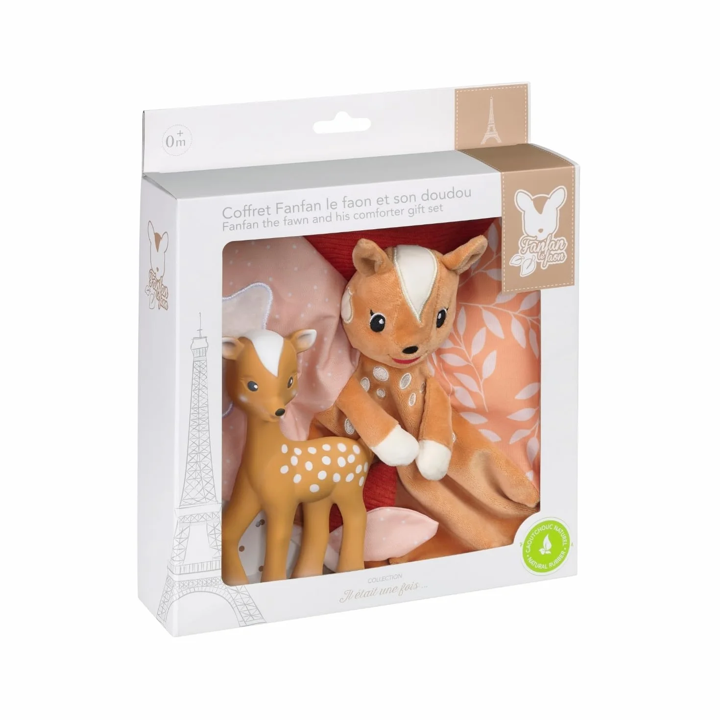Vulli Coffret Fanfan Le Faon Et Son Doudou Jouet Bébé 0 Mois+ Caoutchouc Naturel Textiles Sensoriels Attache Sucette