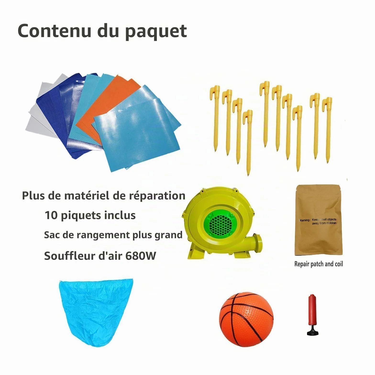 Château Gonflable 5.2x2.3x1.8m Double Toboggans Trampoline Tunnel Murs d'escalade 4 Enfants 3-10 Ans Intérieur Extérieur