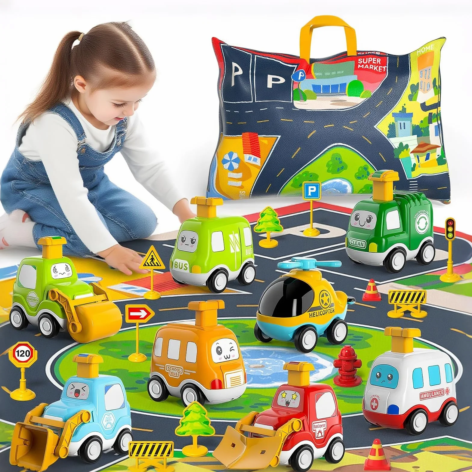 Ensemble de Jouets de Voitures 10 pièces - Voitures à Tirer en Arrière pour Enfants 1 an+