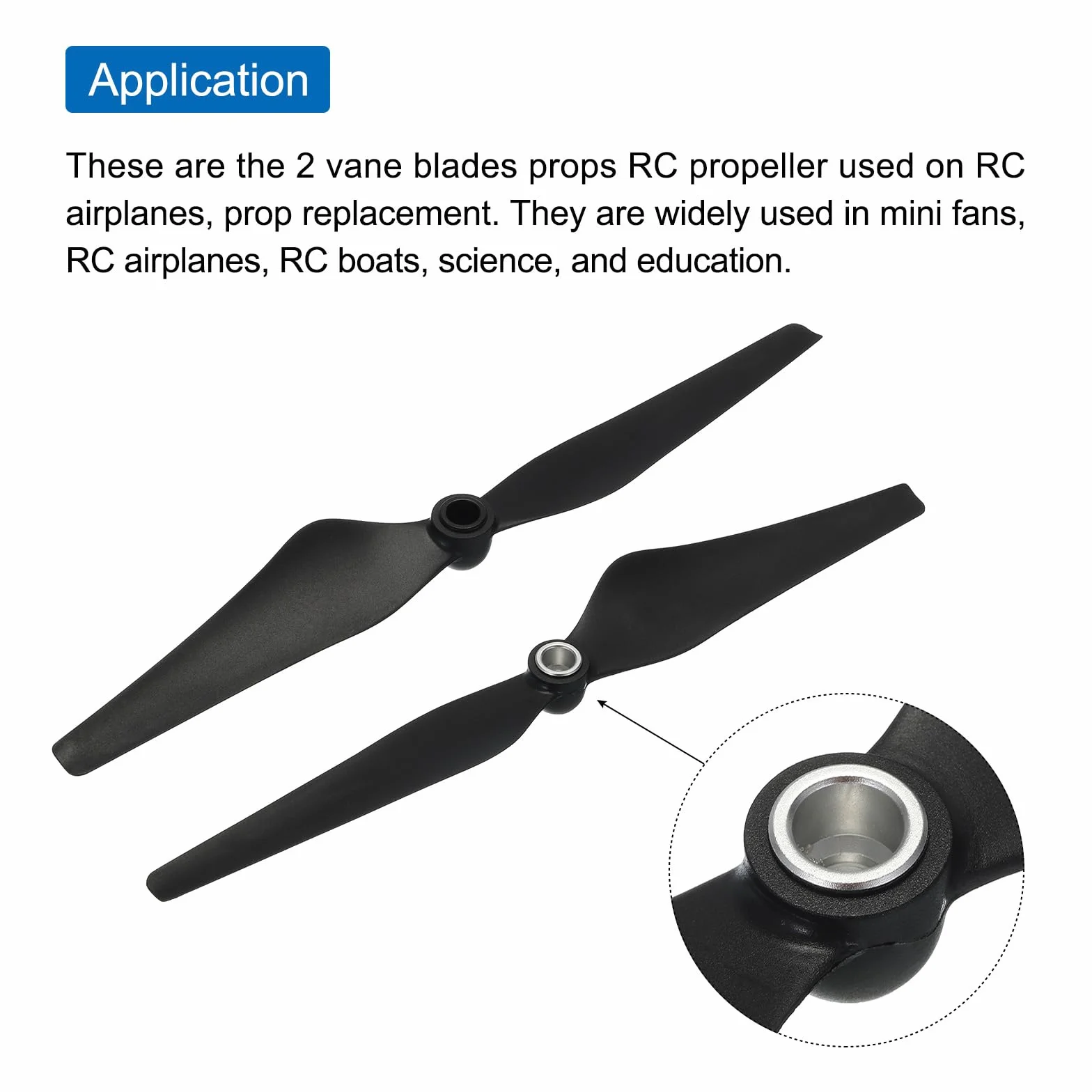 Hélices RC 24cm Plastique Noir Doré Autobloquante Faible Bruit pour Avion Drone 4 Ensemble