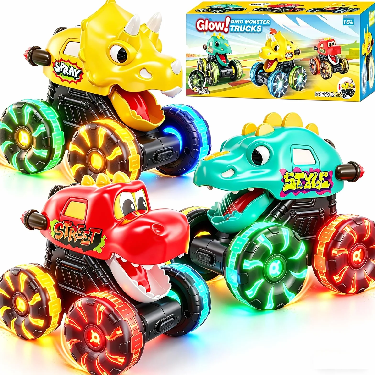 EUCOCO Monster Truck Jouet Dinosaure Voiture Enfant 1-5 Ans Cadeau Anniversaire