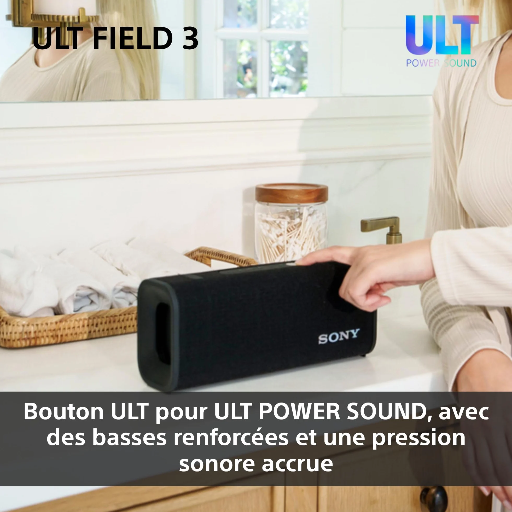 Sony ULT Field 3 Enceinte Bluetooth Portable ULT Power Sound 24 Heures IP67 étanche Noir