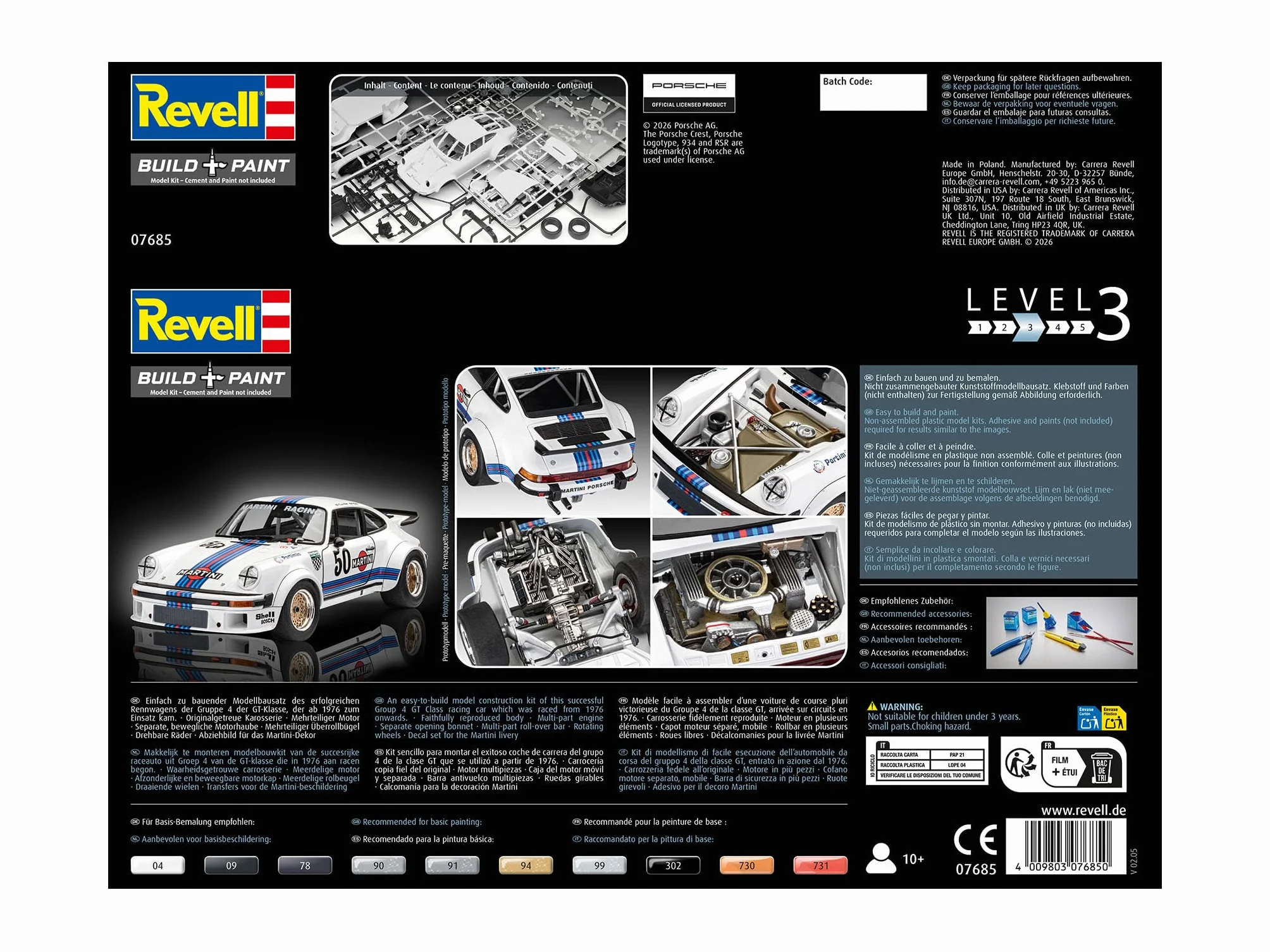 Revell Porsche 934 RSR 'Martini Racing' Maquette Voiture 1/24