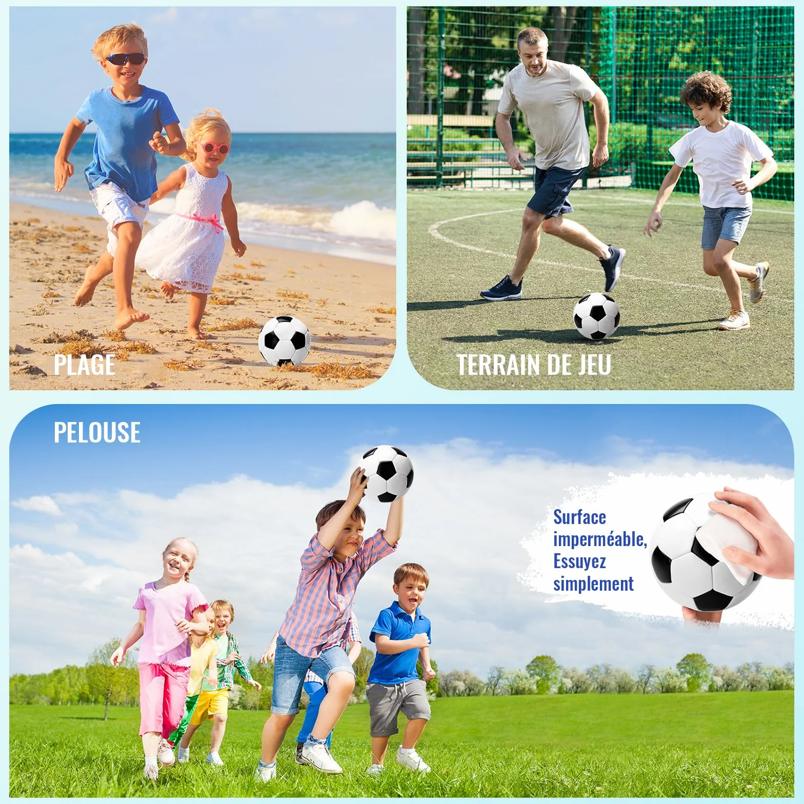 U&C Planet Ballon de Football Enfant Taille 3 avec Pompe – Noir et Blanc, Jeux Extérieur, Entraînement Durable, Cadeau 3-8 Ans