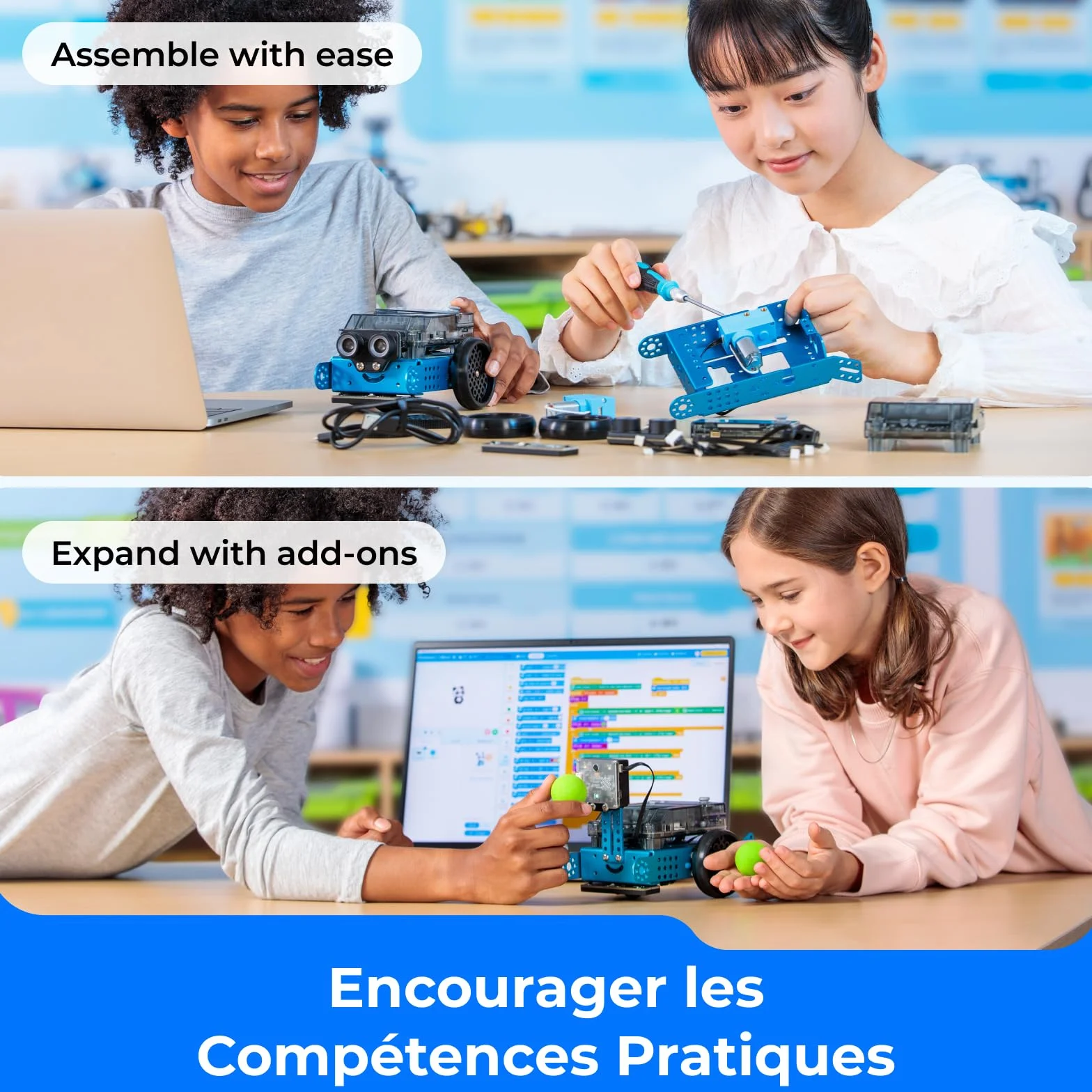Makeblock mBot2 Robot Programmable Compatible Scratch Python WiFi IoT AI Jouet Enfants 10 Ans+
