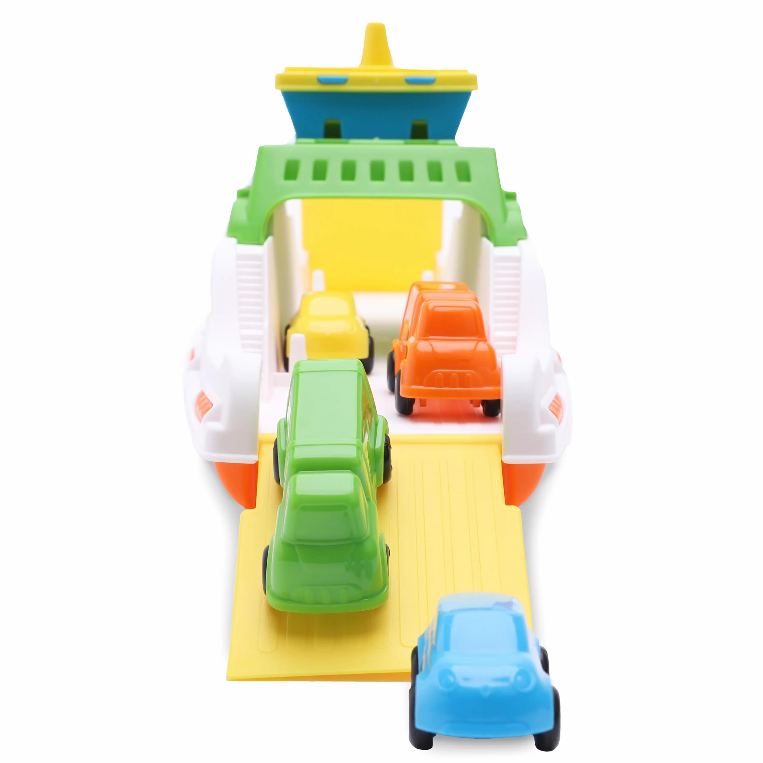 Toyland Ferry Coloré avec Rampes Mobiles et 4 Mini Voitures - Jouet Aquatique Flottant 39 cm pour Piscine et Bain