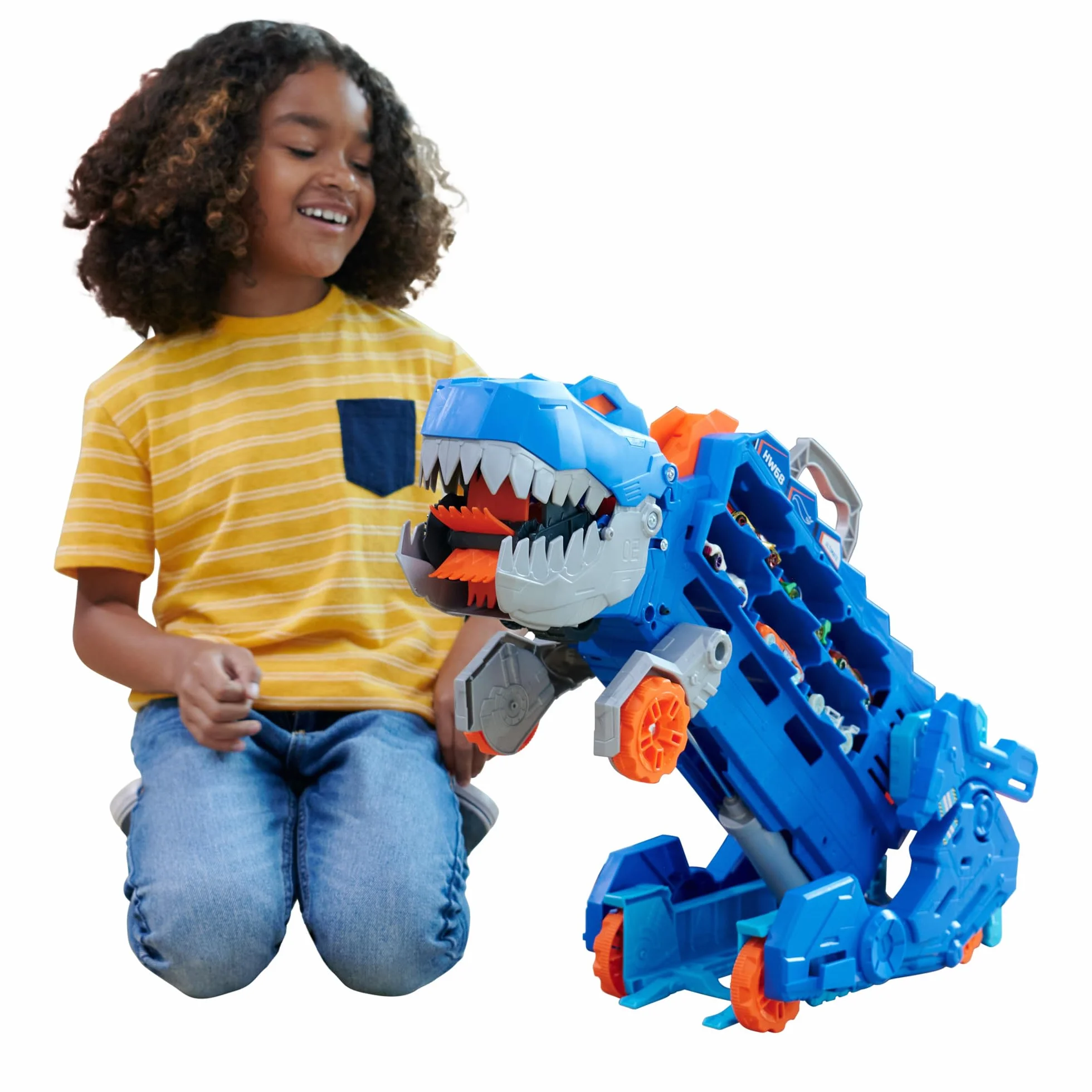 Hot Wheels Let’s Race Netflix Camion City Transporteur T-Rex Qui Se Cabre Piste Course Lumières Sons Jouet Enfant 3 Ans HNG50