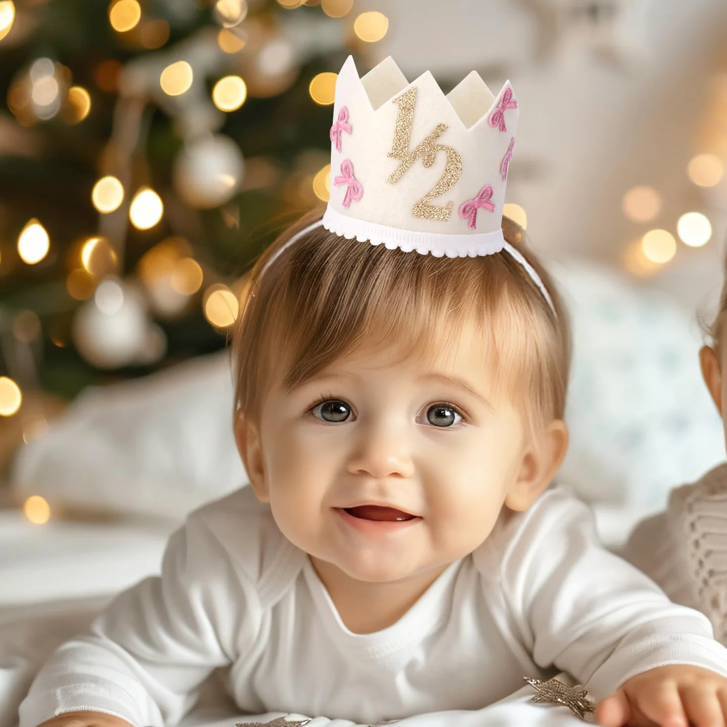 BOXOB Chapeau Demi-Anniversaire Pailleté Couronne pour Fête des 6 Mois Décorations Bébé Fille Garçon