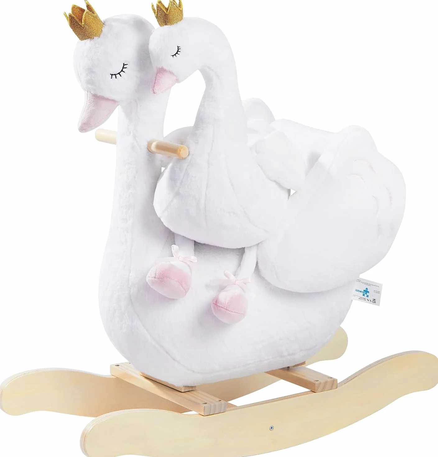 Labebe Animal à bascule cheval jouet tout-petits chaise en bois blanc