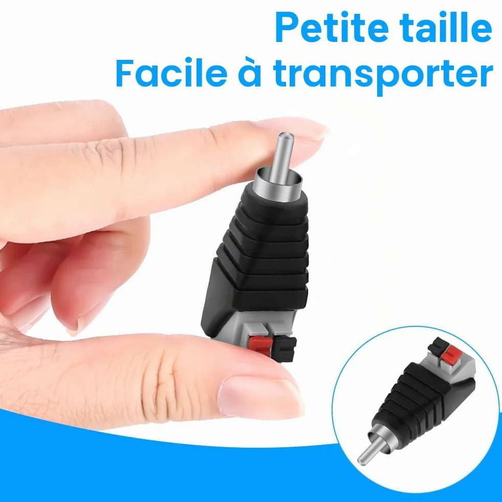 AXFEE Adaptateur RCA Haut-parleur, Fiche Sans Soudure Phono Mâle Vers AV Ressort Presse pour Audio Vidéo Subwoofer