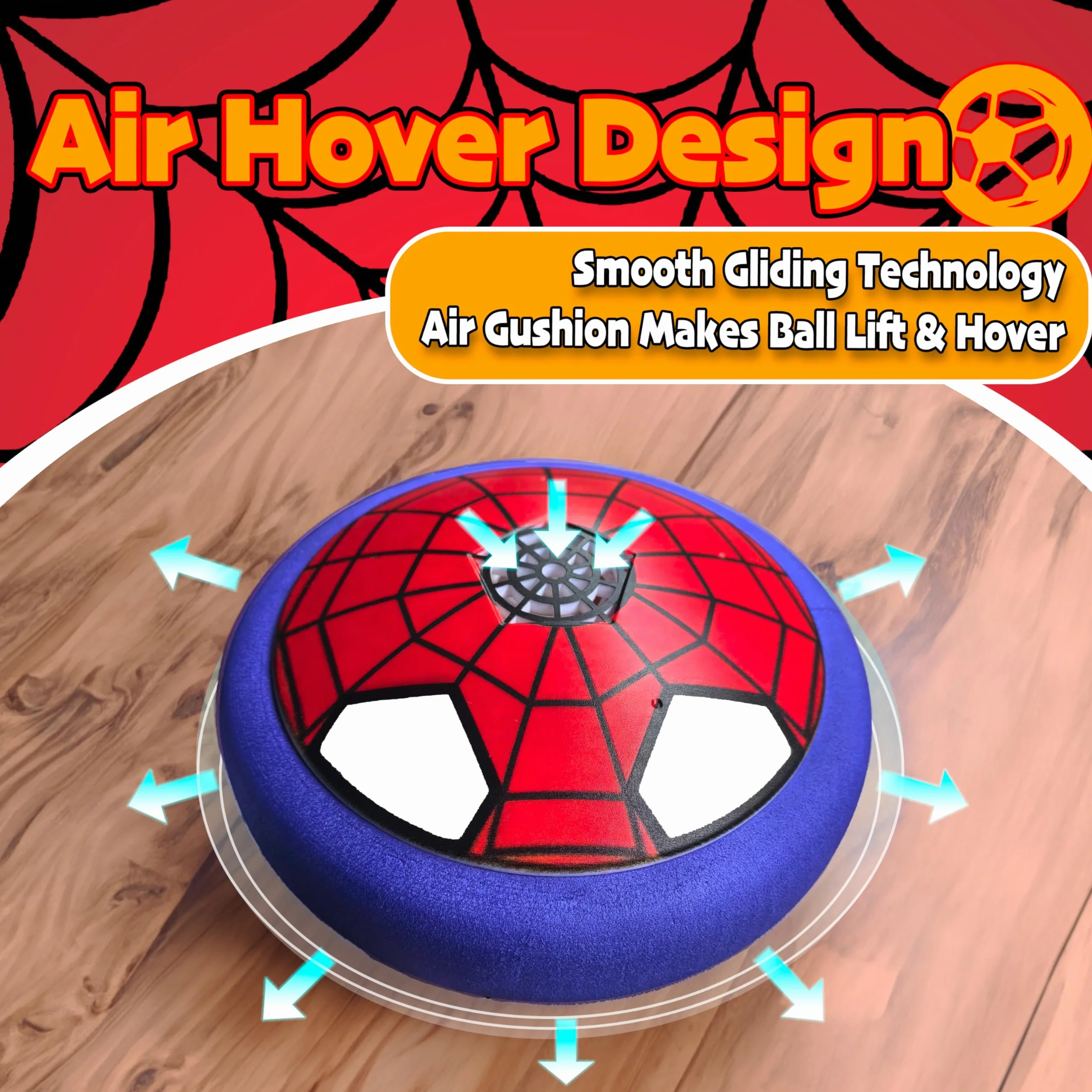 Ballon de Foot LED Spider Air Power, Jouets de Football pour Enfants 3-12 Ans, Jeux Intérieur Extérieur