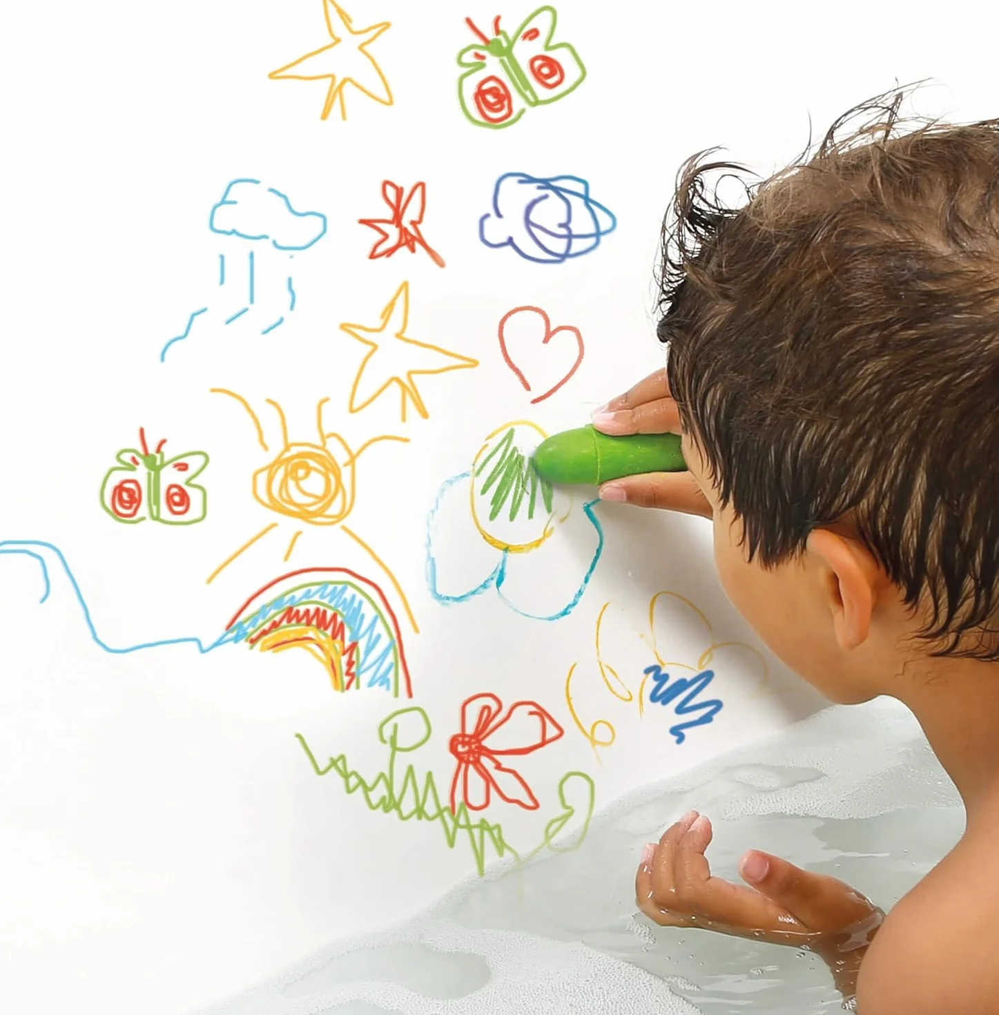 Crayons pour le Bain Effaçables Résistants à l'Eau 5 Crayons Support Crocodile Mousse Dès 10 Mois