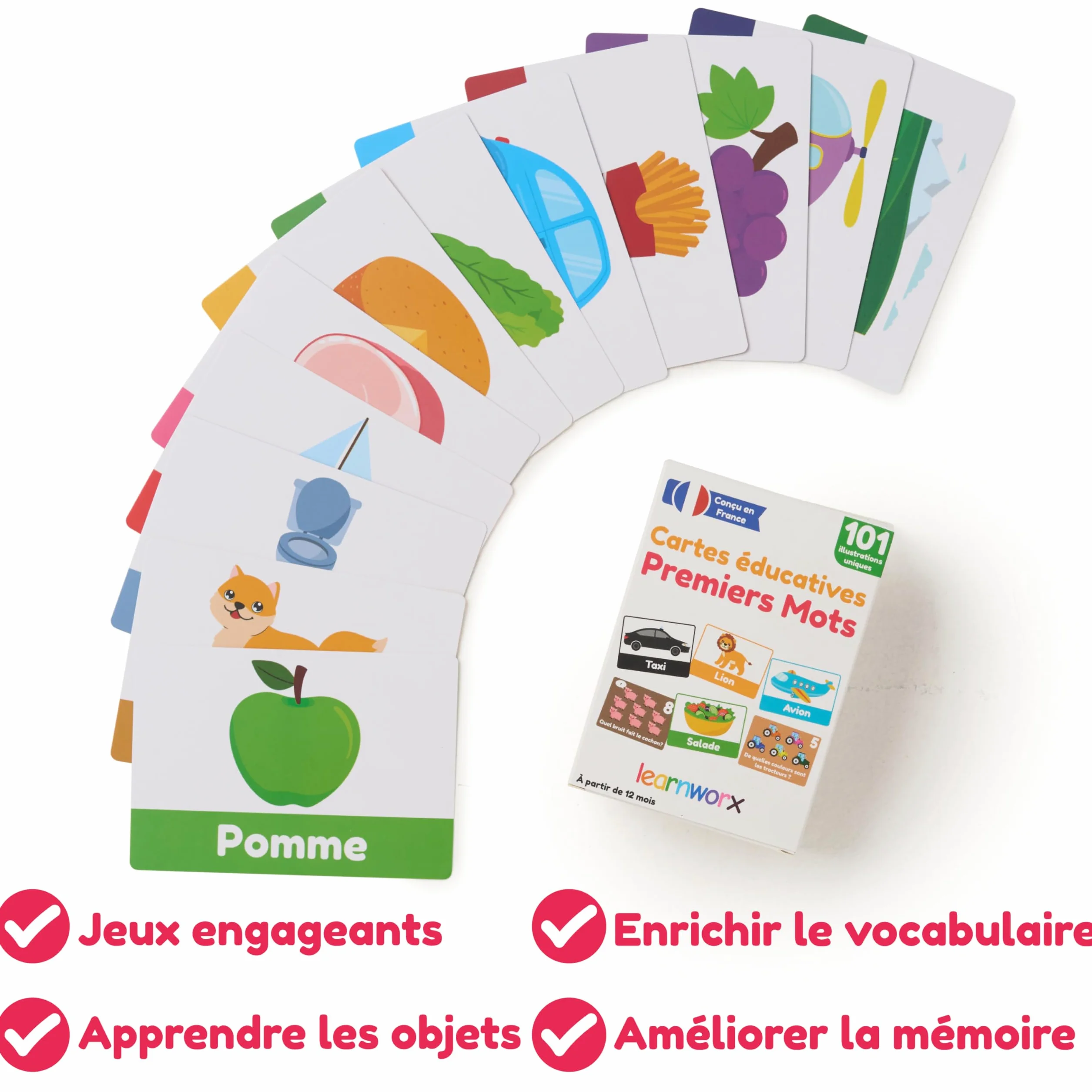 Cartes Éducatives Premiers Mots Flashcards Enfants 1-3 Ans 101 Supports d’Éveil Uniques