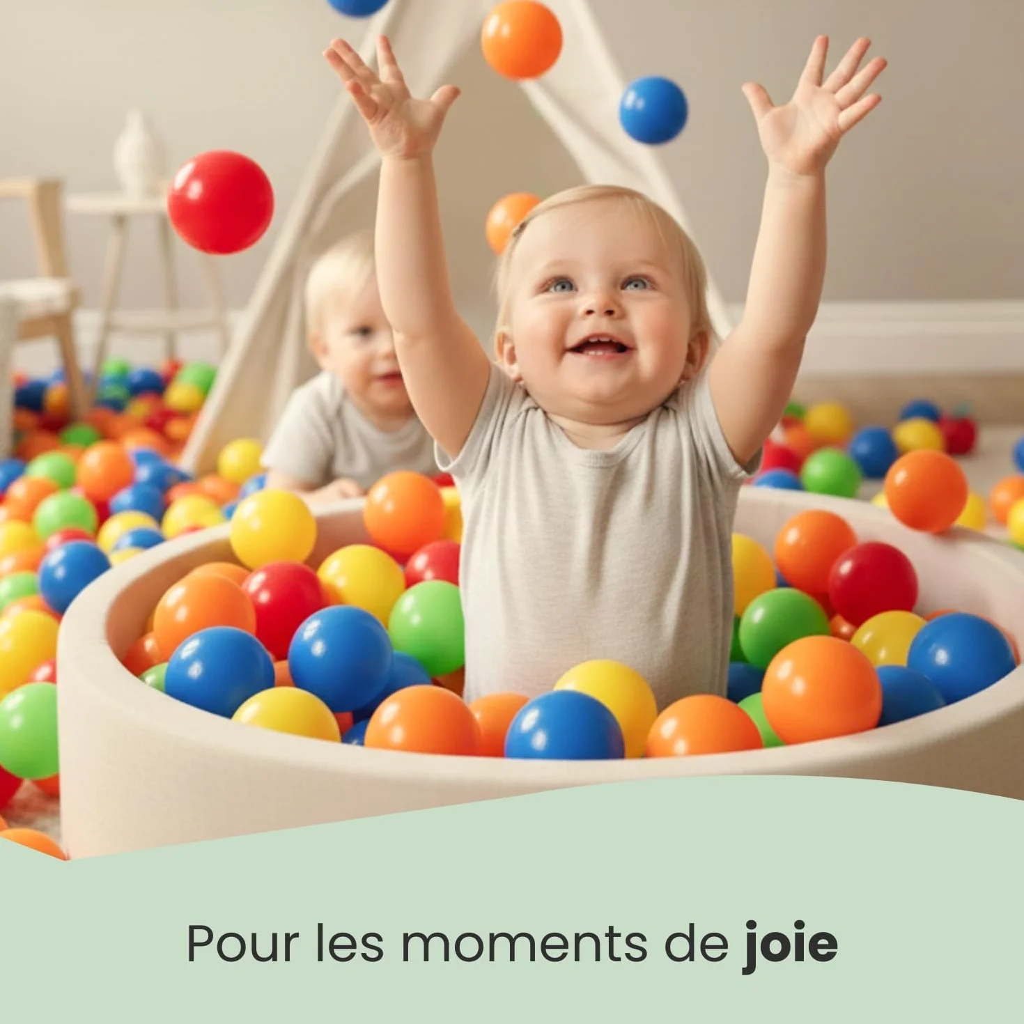 LittleTom 50 Balles Piscine Bébé - Boules Plastique sans BPA - Jeu Éveil Motricité Enfant - Accessoires Tente Parc